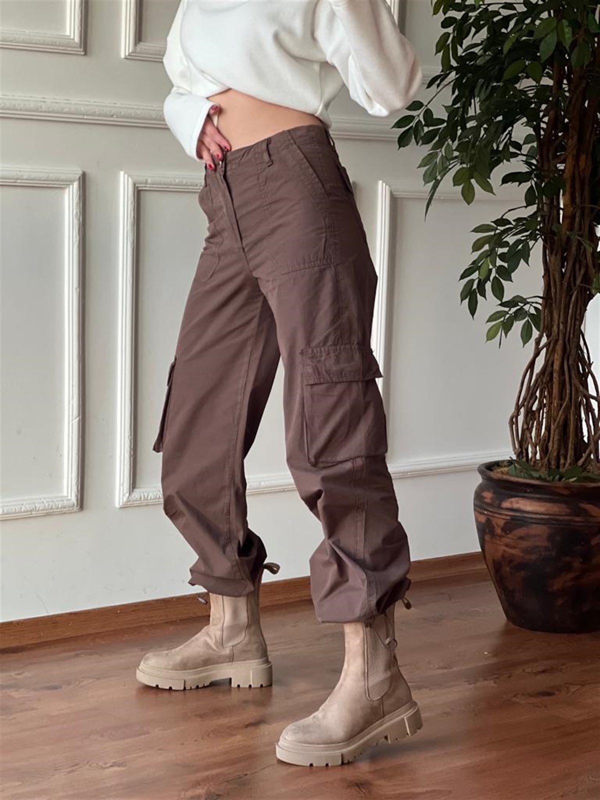 Paraşüt Pantolon 4377 Kahverengi