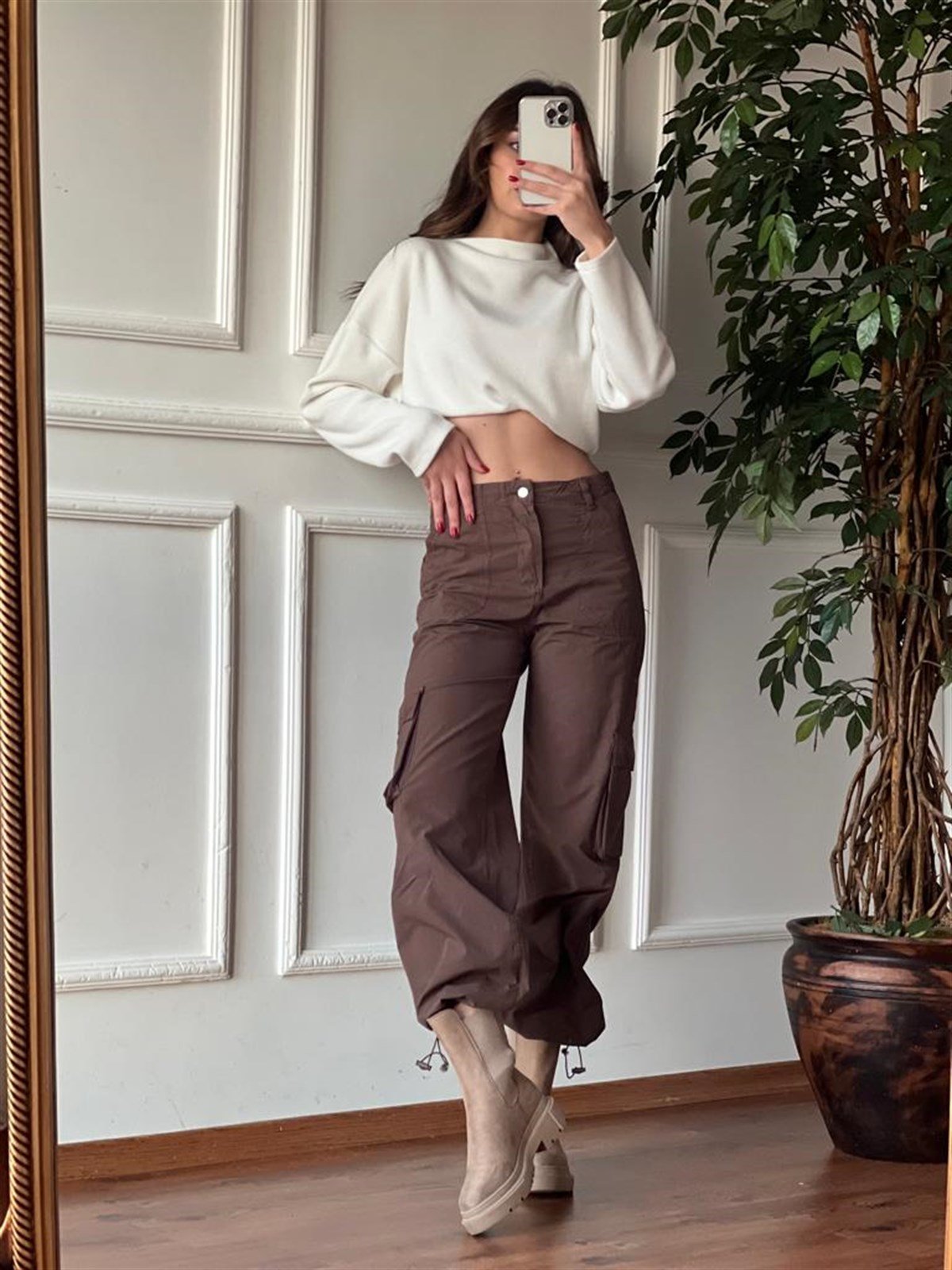 Paraşüt Pantolon 4377 Kahverengi