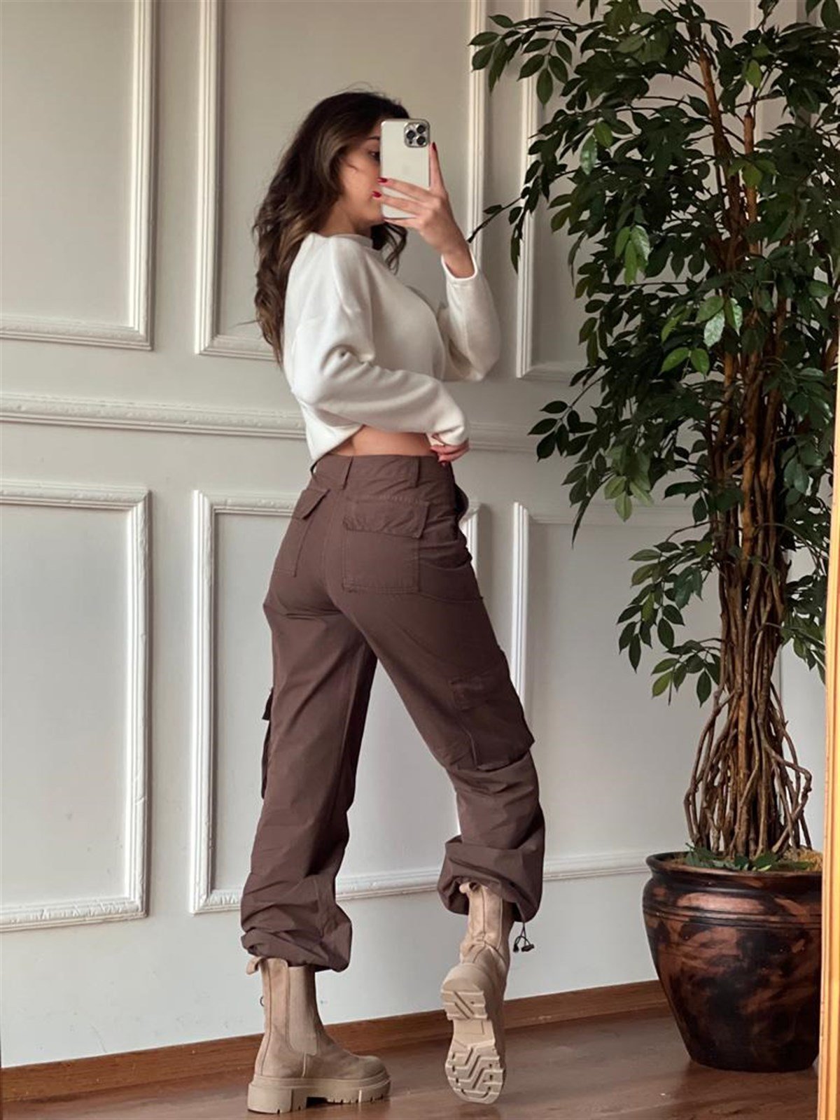 Paraşüt Pantolon 4377 Kahverengi