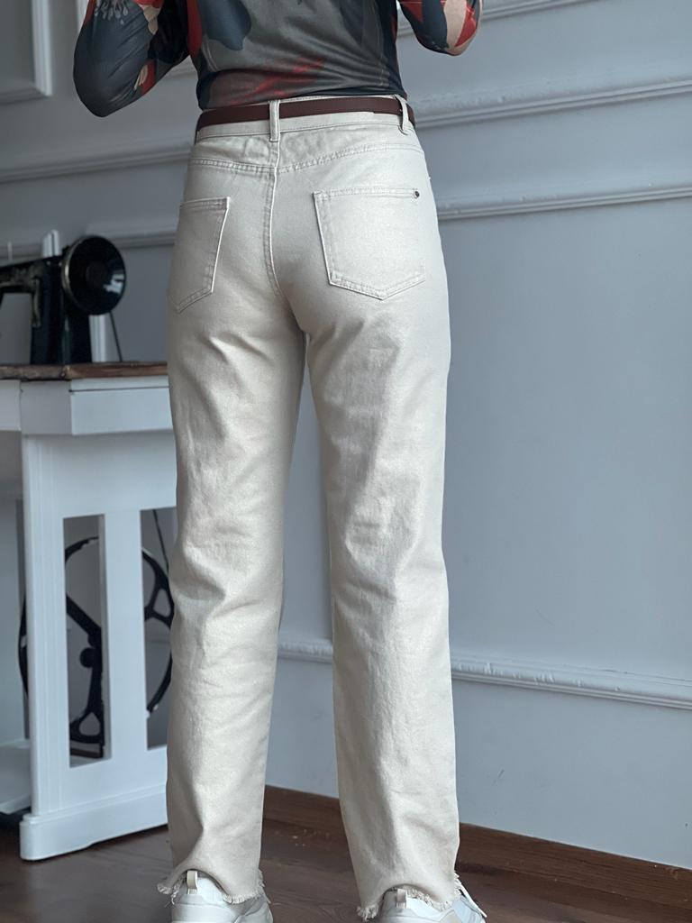Parlak Straight Pantolon 40455 Gold