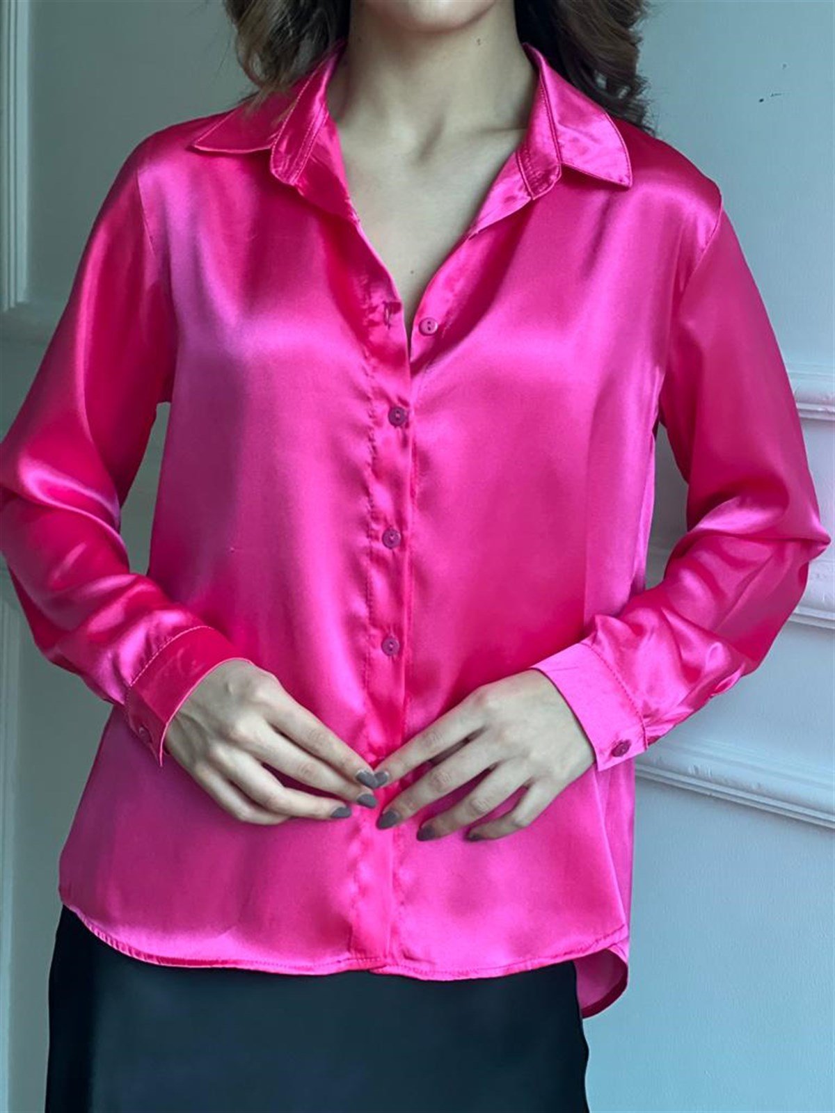 Saten Gömlek 3964 Fuşya