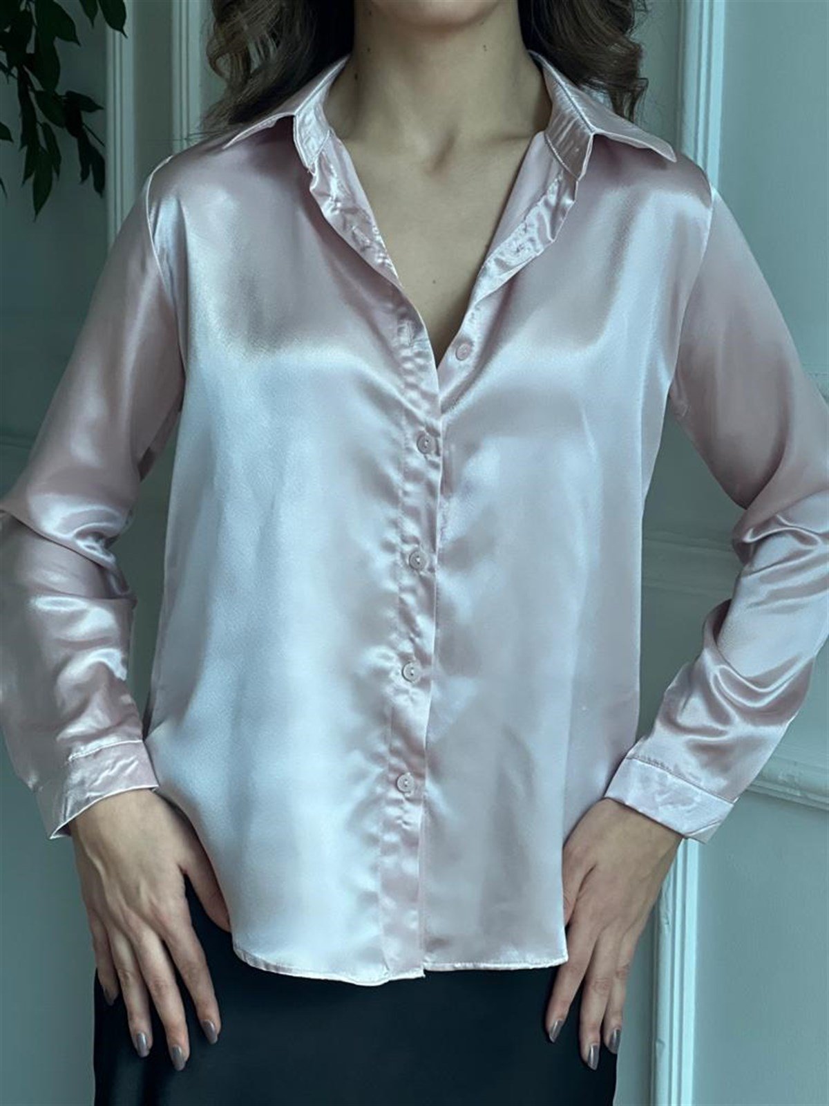 Saten Gömlek 3964 Gül Kurusu