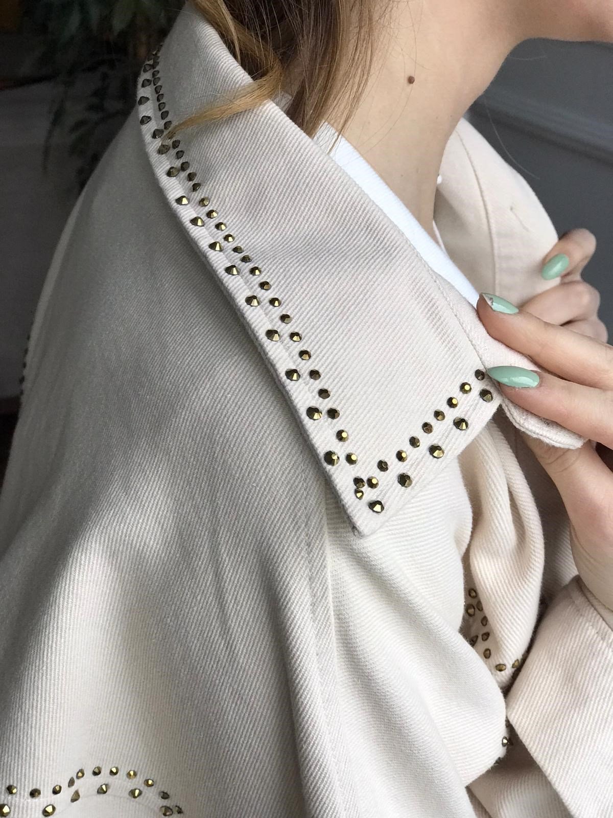 Taşlı Gabardin Gömlek 21645 Bej