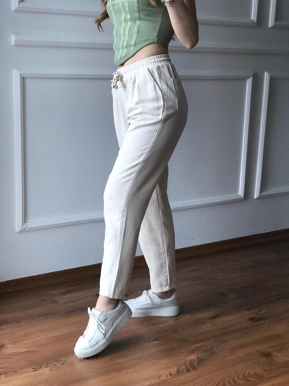 Tensel Paça Pensli Pantolon 4043 Taş