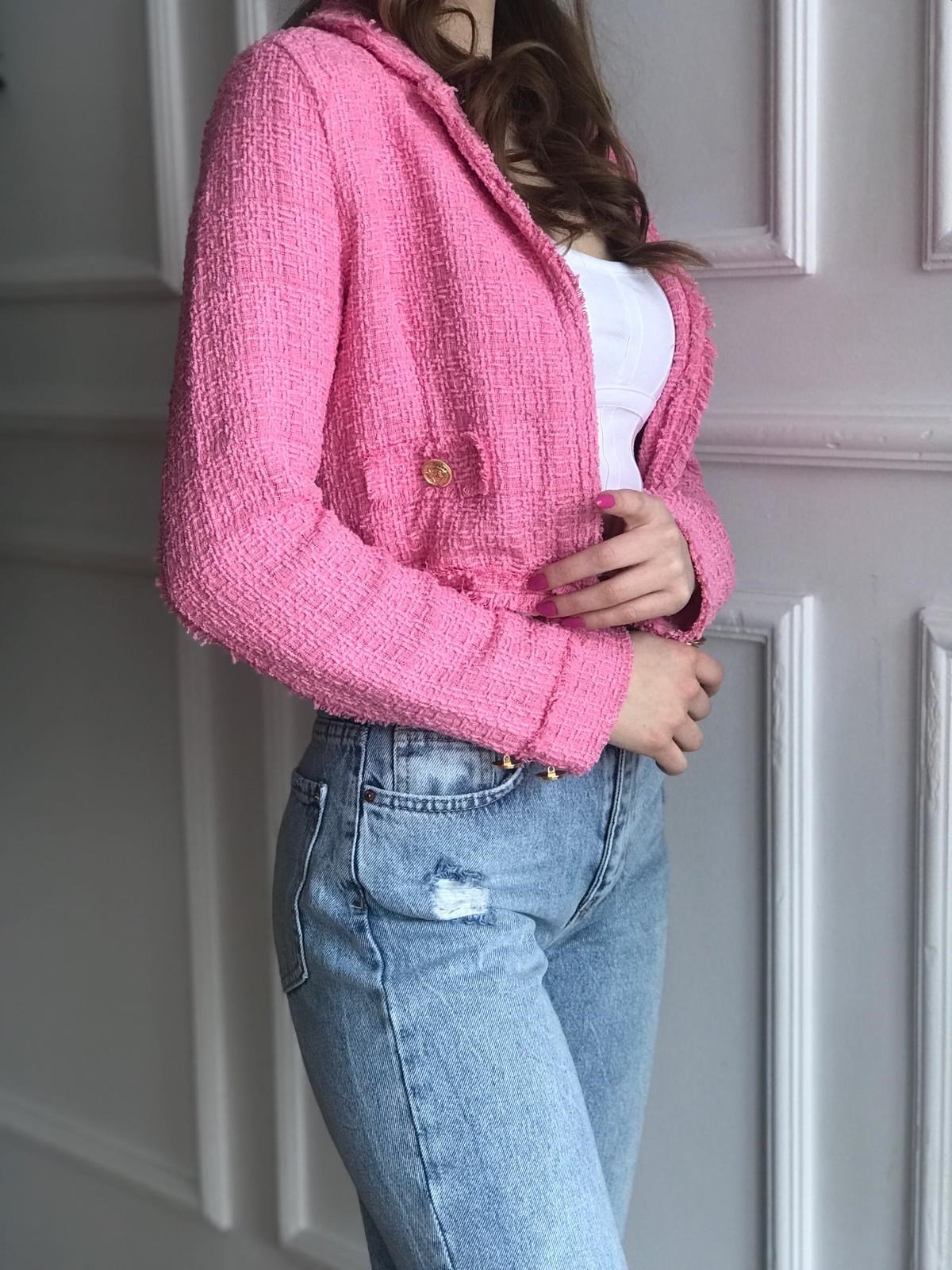 Tuvit Crop Ceket 3046 Pembe