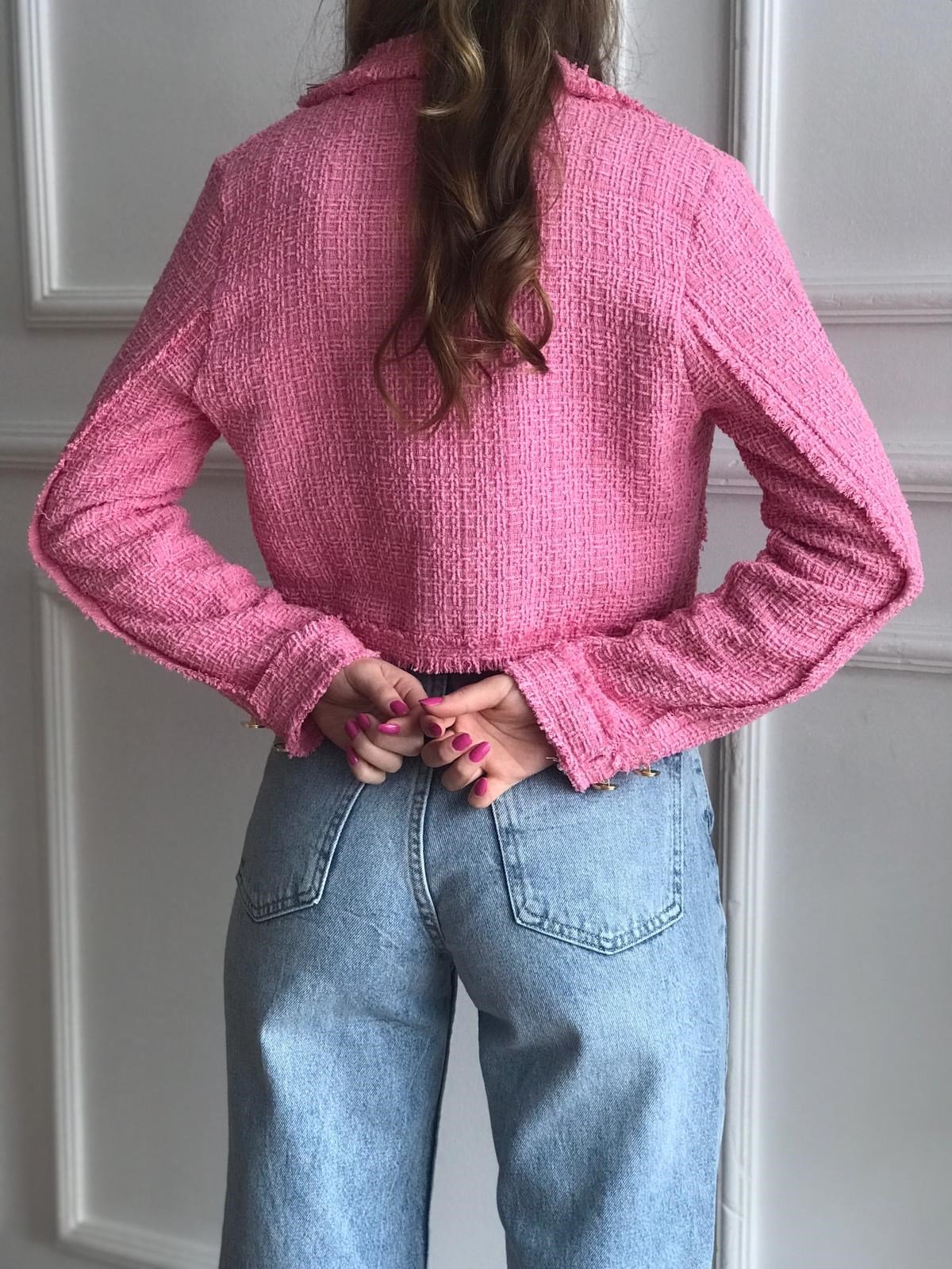 Tuvit Crop Ceket 3046 Pembe