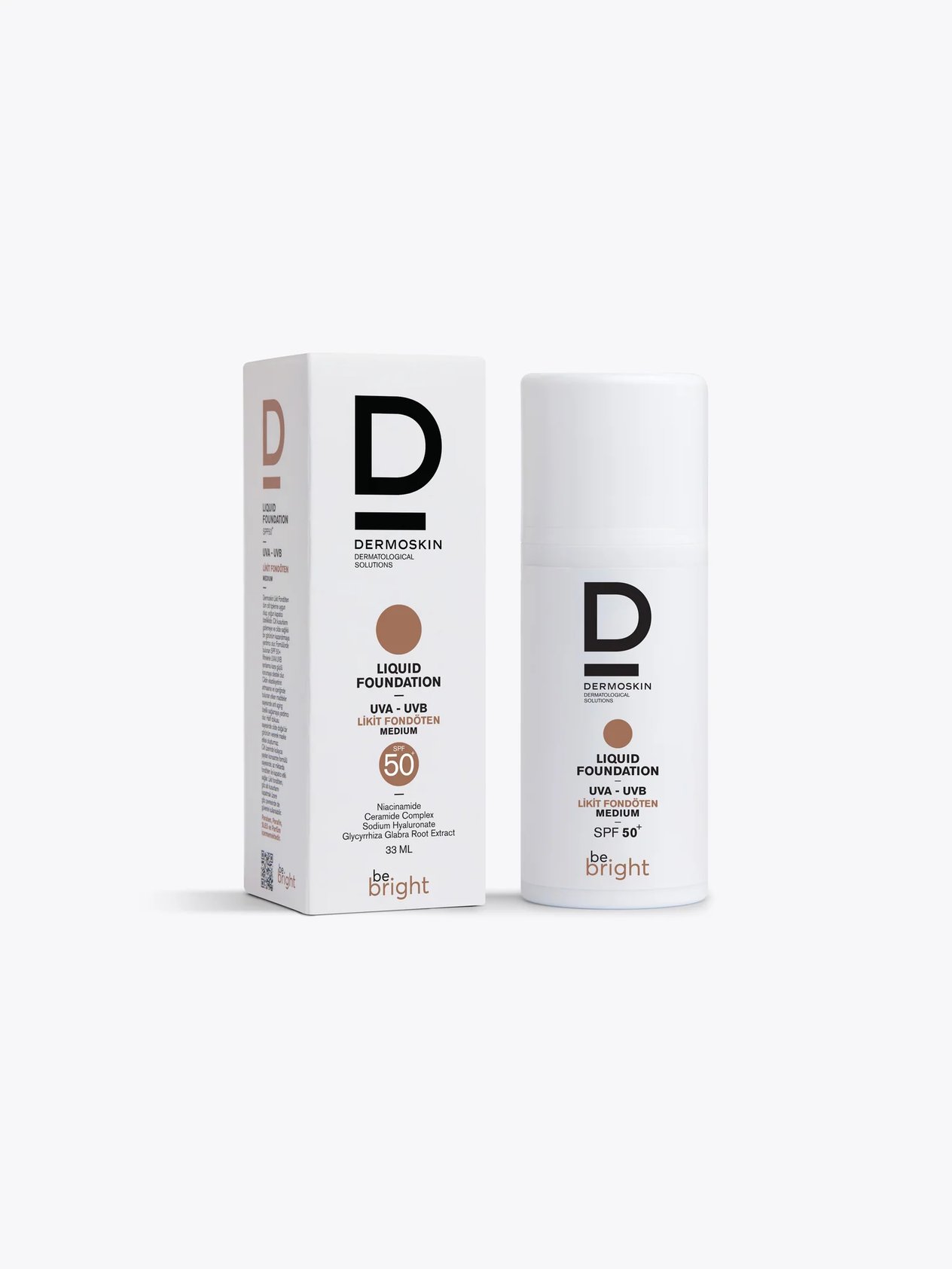 Dermoskin Be Bright SPF50+ Likit Fondöten 33ml Medium-Dermoskin