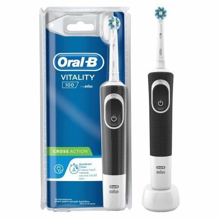 Oral-B D100 Şarj Edilebilir Diş Fırçası Cross Action Siyah Vitality 100 Black-Oral-B