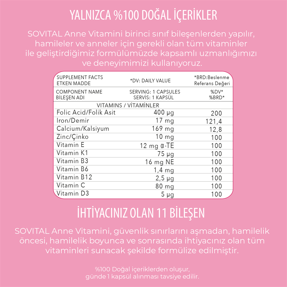 Sovital Mother Vitamins 60 Kapsül-Sovital