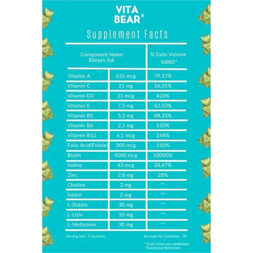 Vita Bear Strong Hair 60 Gummies-Vita Bear
