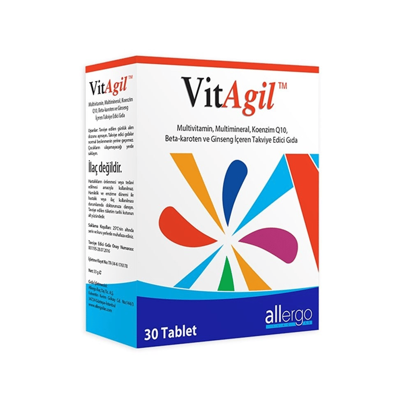 Vitagil Multivitamin Mineral COQ10 Beta Karoten Ginseng 30 Tablet-VitAgil