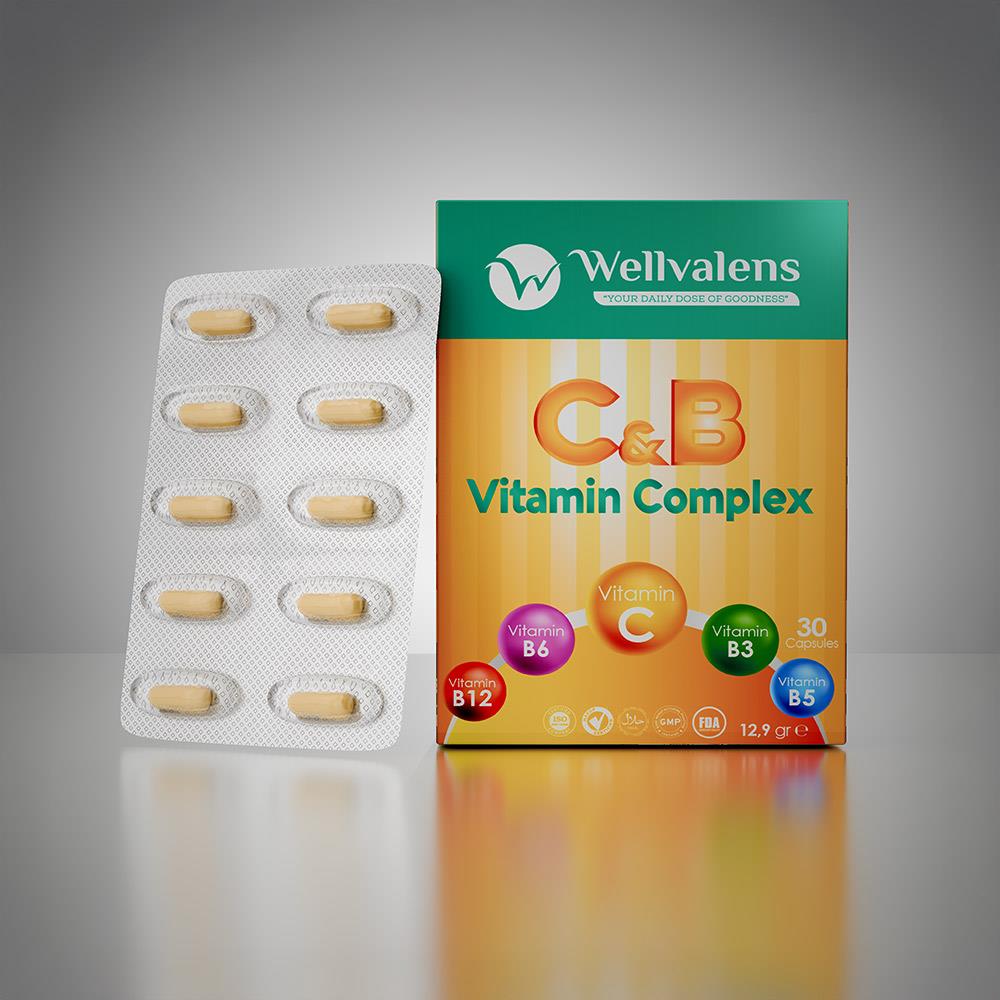Wellvalens C & B Vitamin Kompleksi 30 Kapsül-Wellvalens