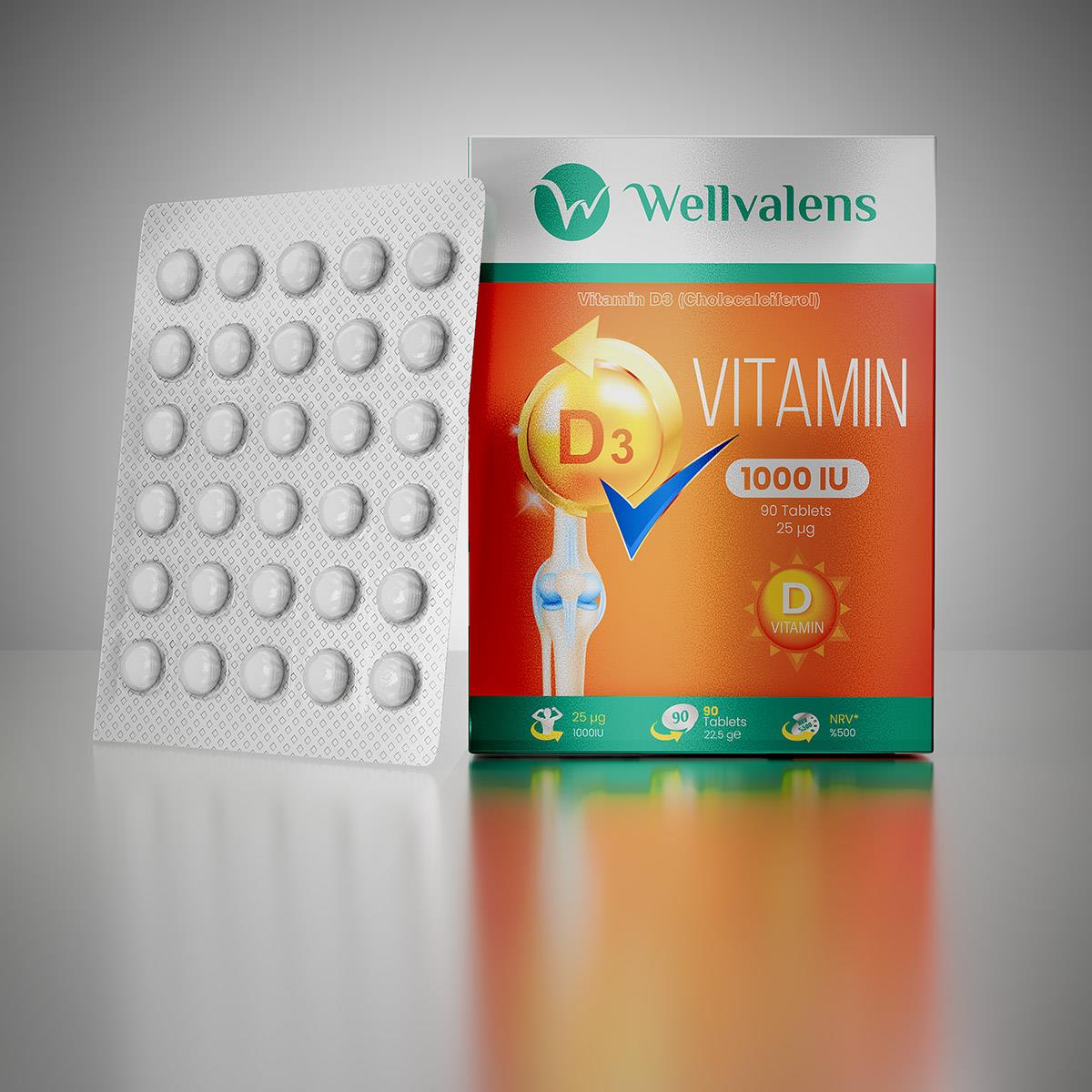 Wellvalens D3 Vitamini 1000IU 90 Tablet-Wellvalens