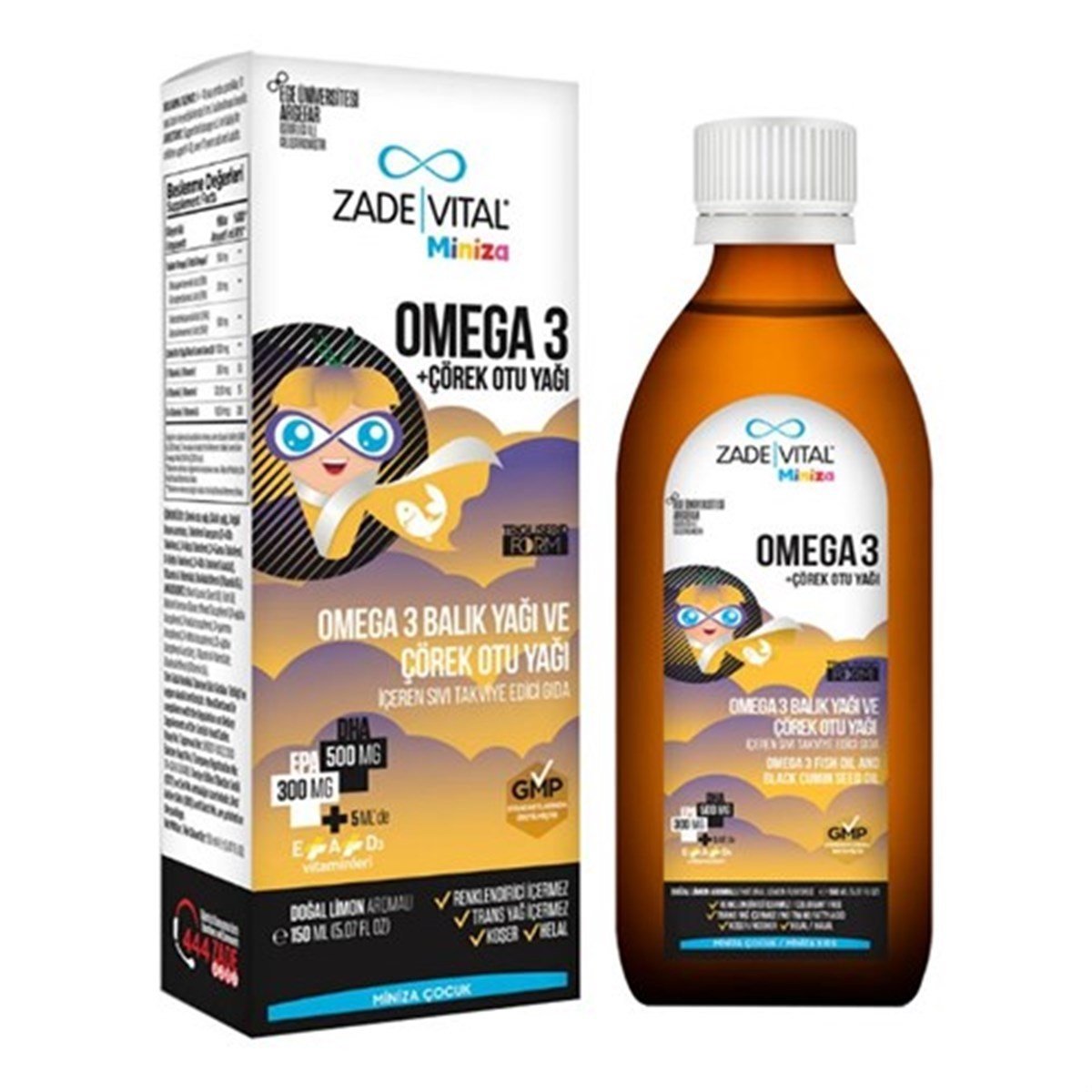 Zade Vital Miniza Omega 3 Ve Çörek Otu Yağı 150ml