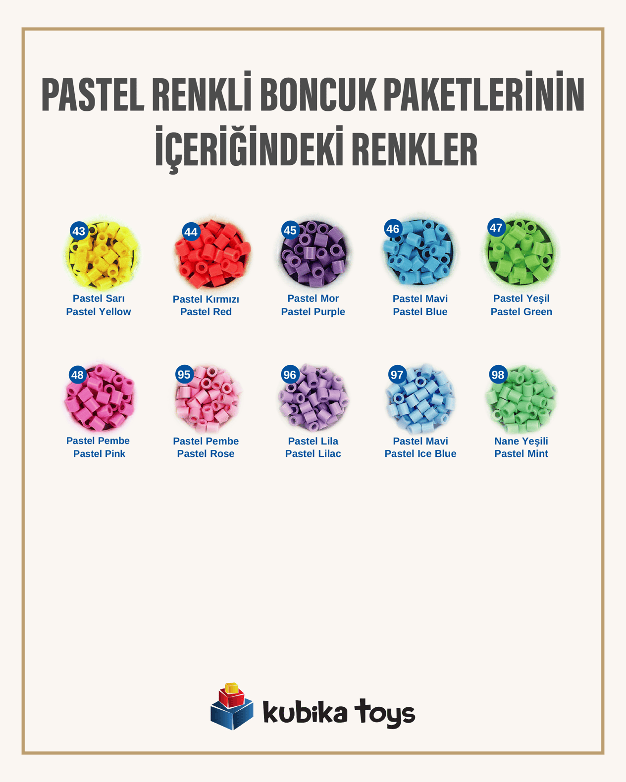 3.000'lik Hama Midi Boncuk - Pastel Renkler