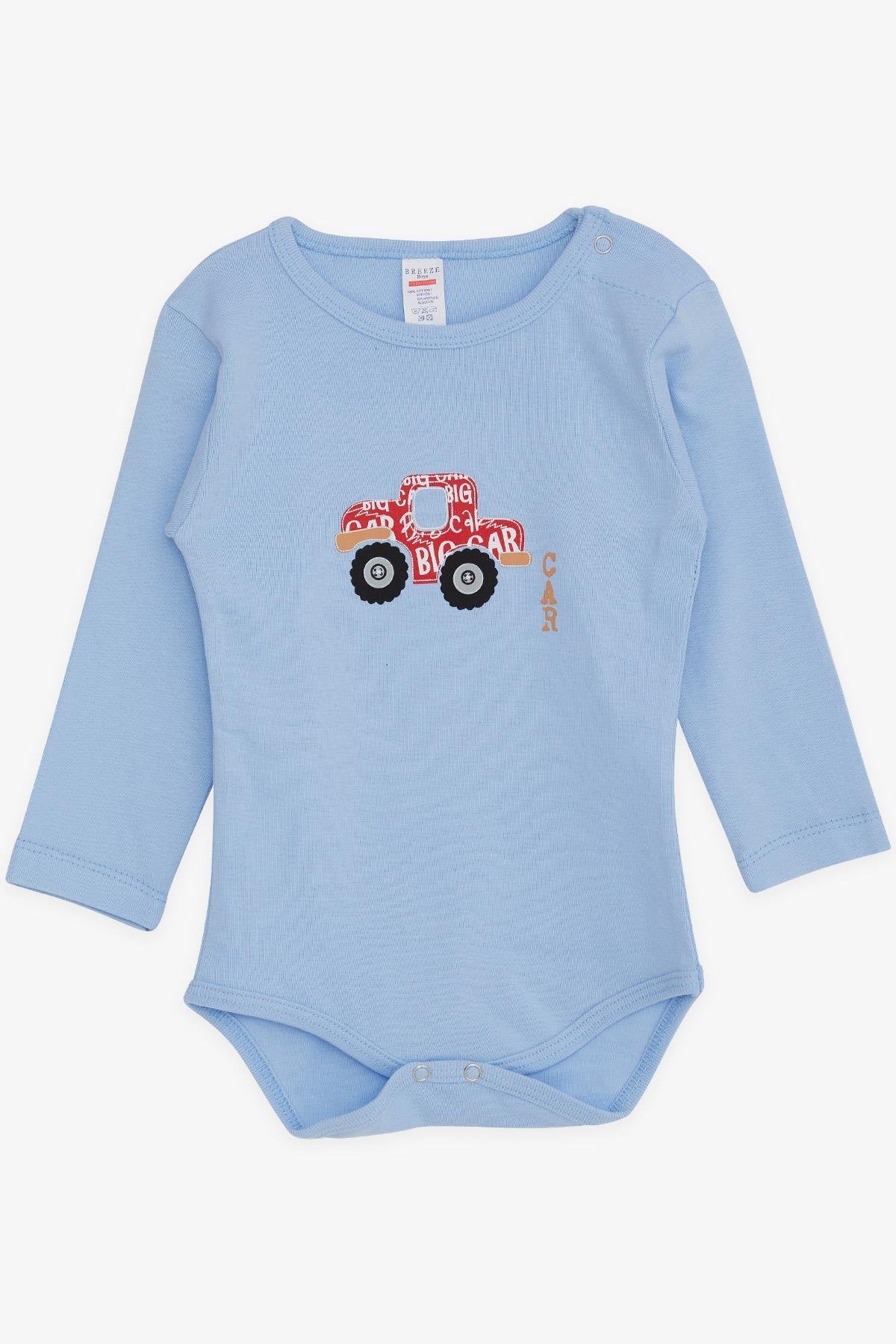 Breeze Erkek Bebek Çıtçıtlı Body Araba Baskılı Mavi (9 Ay-3 Yaş)