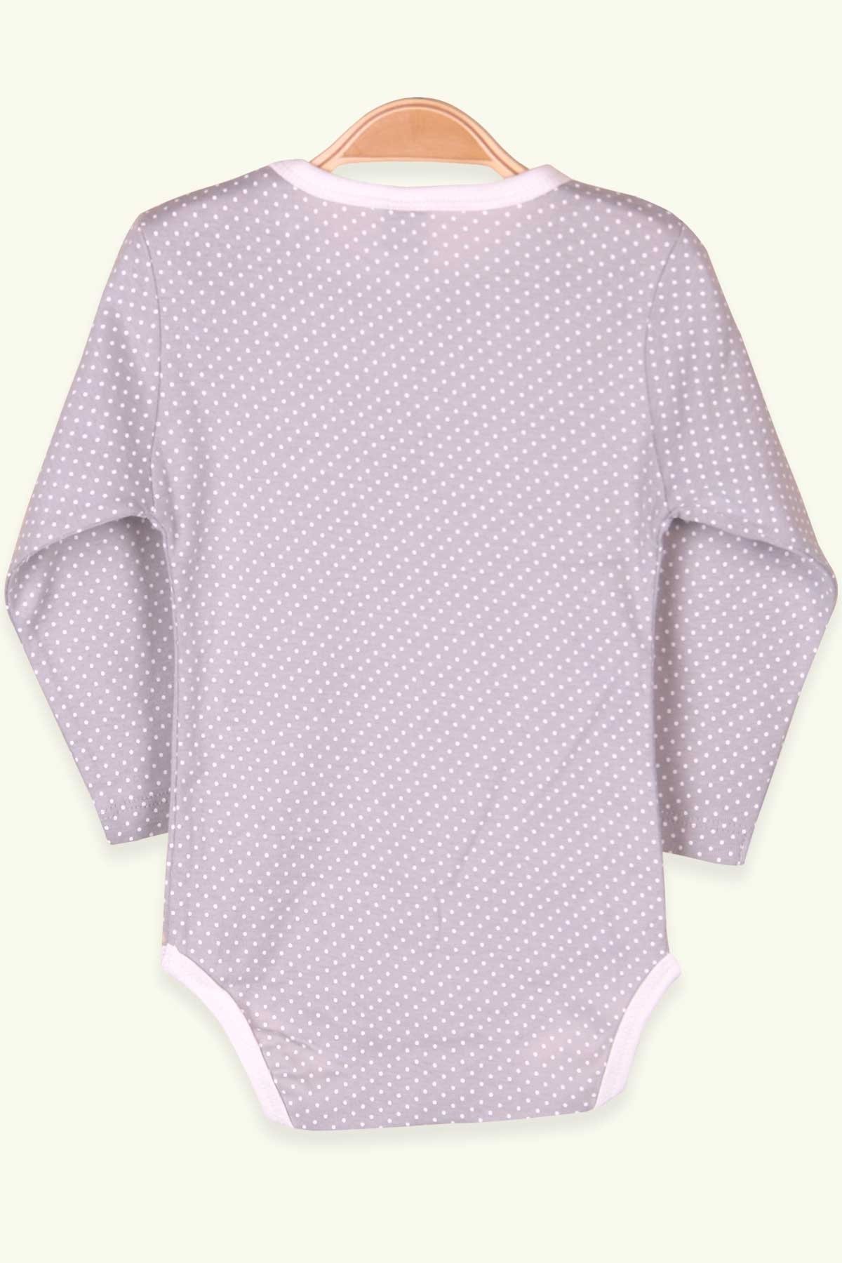 Breeze Erkek Bebek Çıtçıtlı Body Baskılı Puantiyeli Gri (9 Ay-3 Yaş)