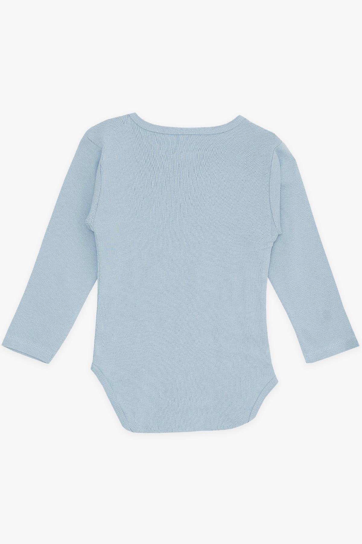 Breeze Erkek Bebek Çıtçıtlı Body Gözlüklü Ayıcık Baskılı Buz Mavisi (9 Ay-3 Yaş)