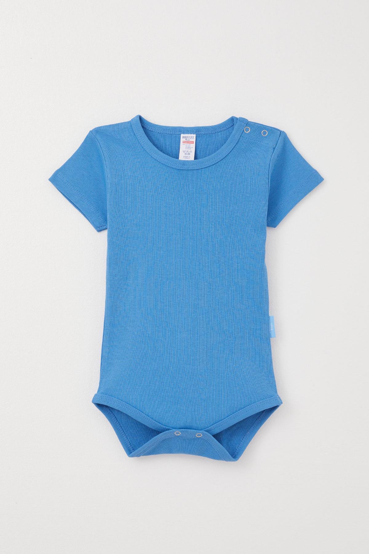 Breeze Erkek Bebek Çıtçıtlı Zıbın Body Basic Mavi (9 Ay-3 Yaş)