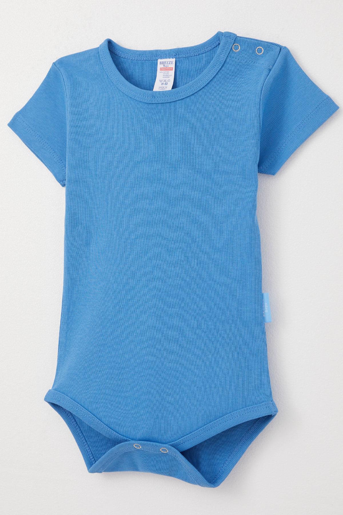 Breeze Erkek Bebek Çıtçıtlı Zıbın Body Basic Mavi (9 Ay-3 Yaş)