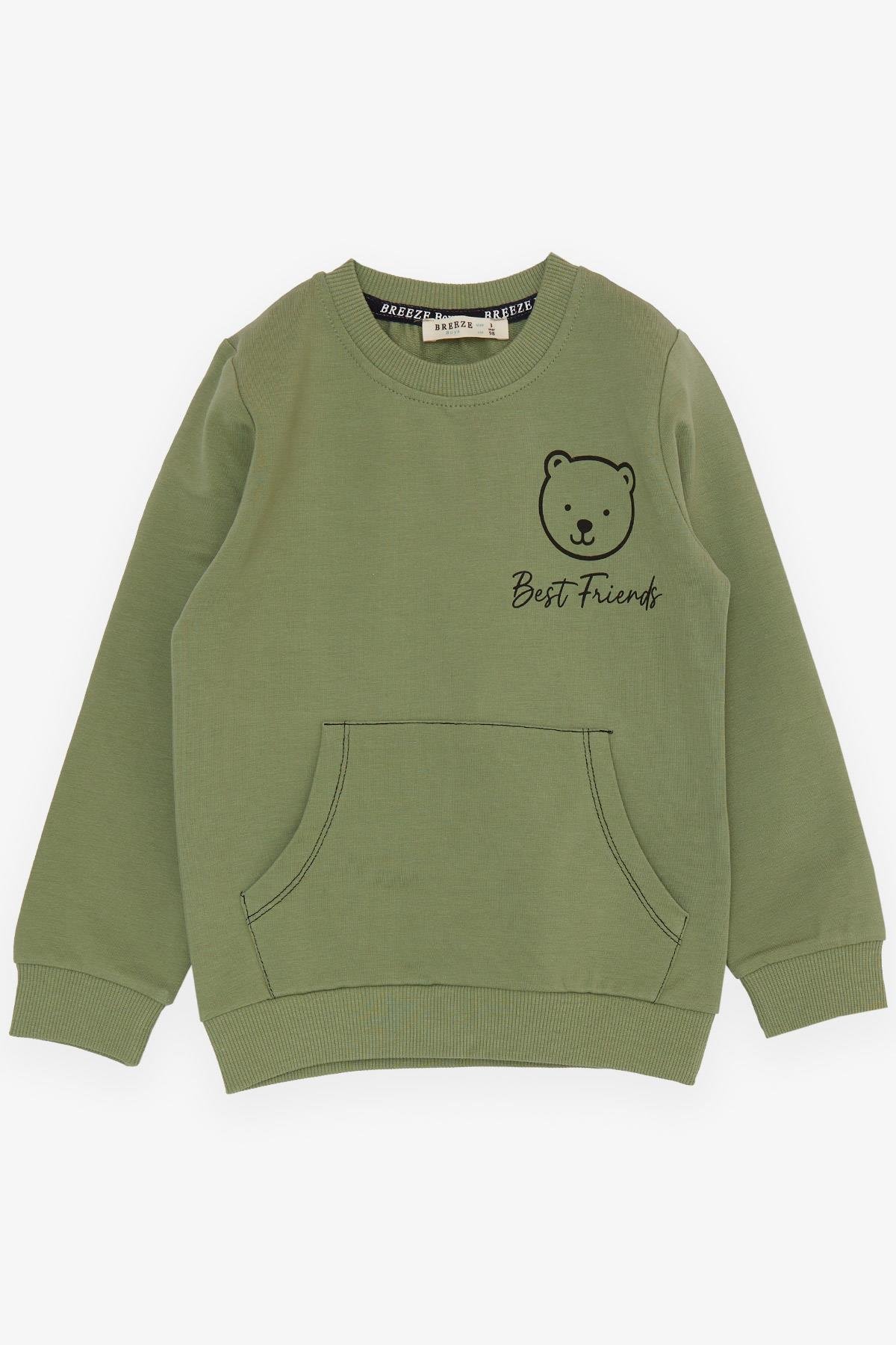 Breeze Erkek Bebek Eşofman Takım Ayıcık Baskılı Mint Yeşili (9 Ay-3 Yaş)