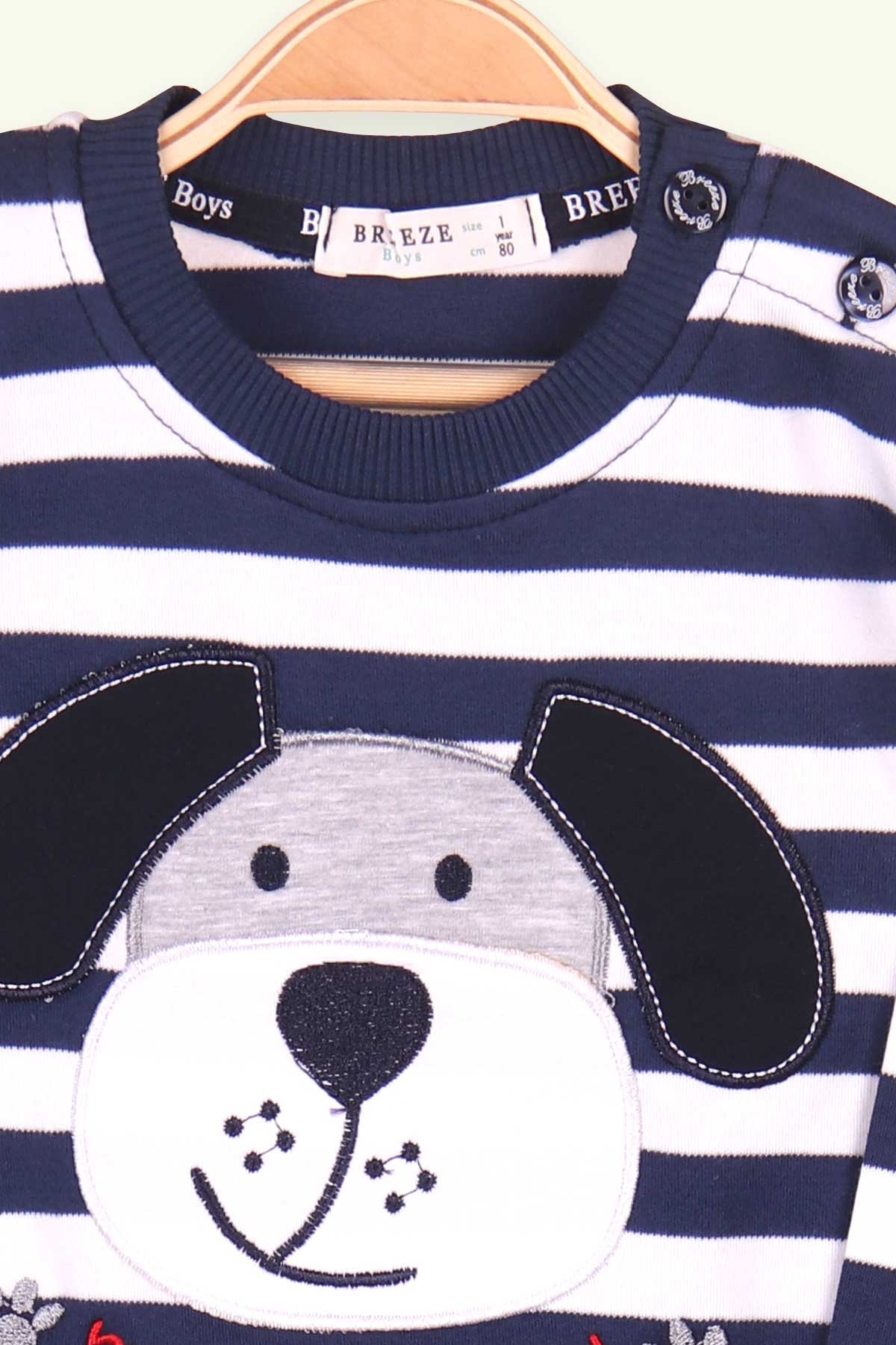 Breeze Erkek Bebek Eşofman Takımı Köpekli Lacivert (9 Ay-3 Yaş)