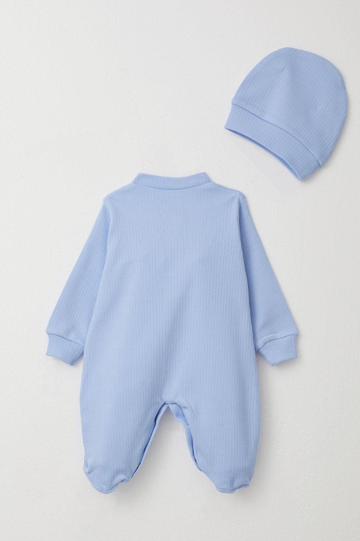 Breeze Erkek Bebek Patikli Tulum Araba Nakışlı Açık Mavi (0-6 Ay)