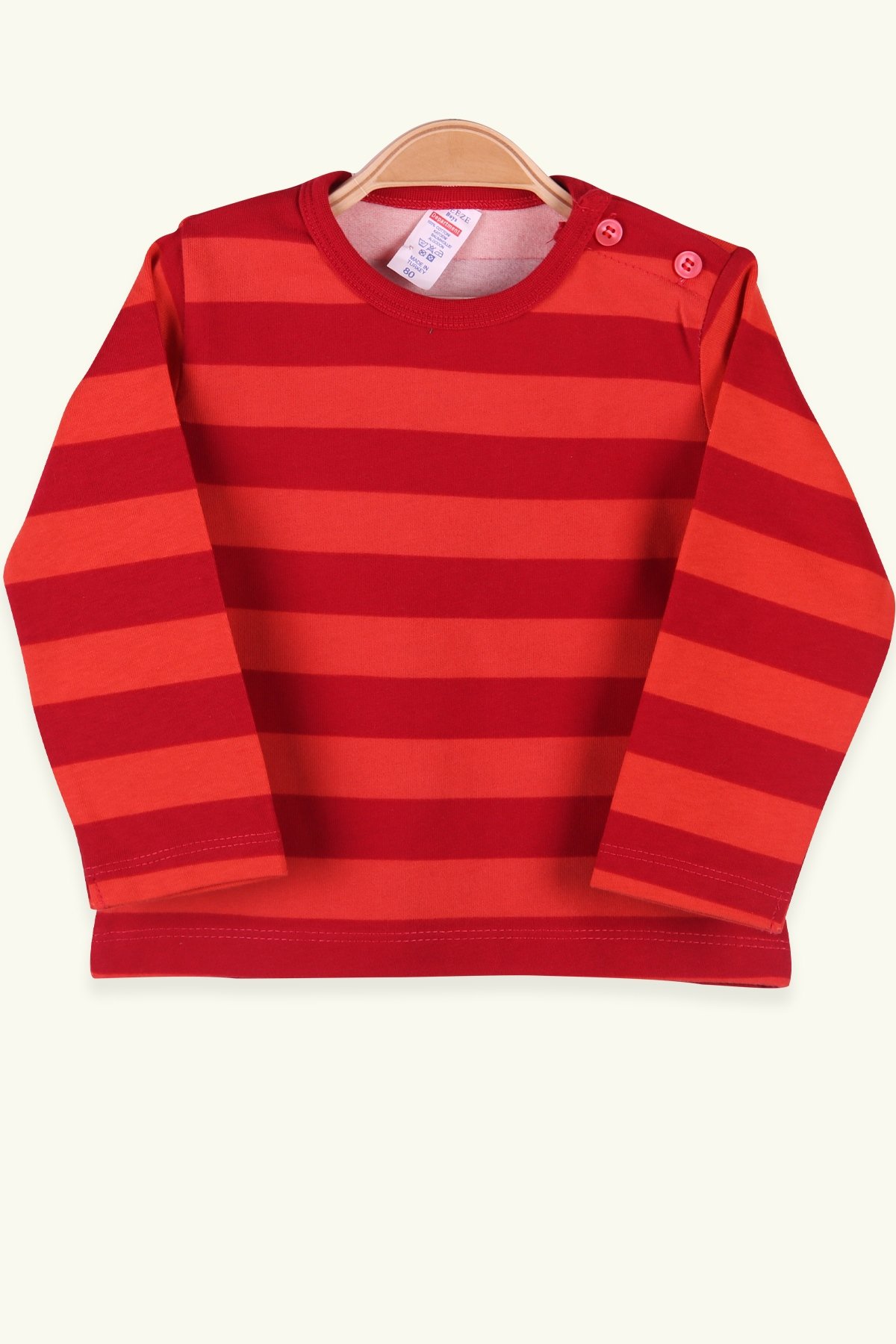 Breeze Erkek Bebek Uzun Kollu Tişört Patlı Çizgili Kırmızı (9 Ay-3 Yaş)