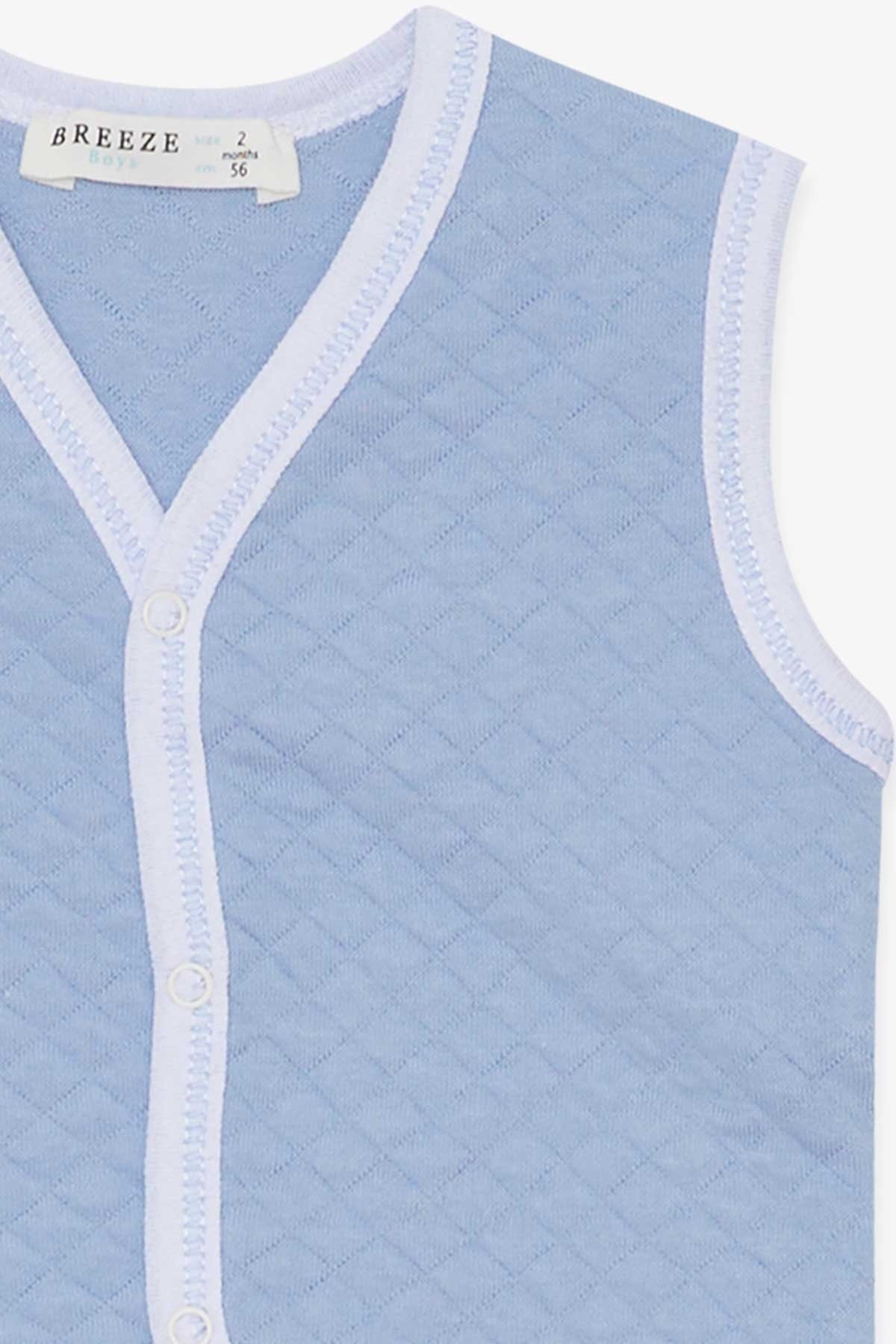 Breeze Erkek Bebek Yelek Çıtçıtlı Bebe Mavisi (0-3 Ay-9 Ay)