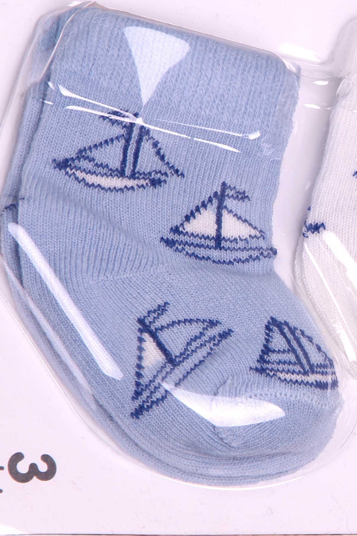Breeze Erkek Bebek Yenidoğan Çorap 3 lü Desenli Karışık Renk