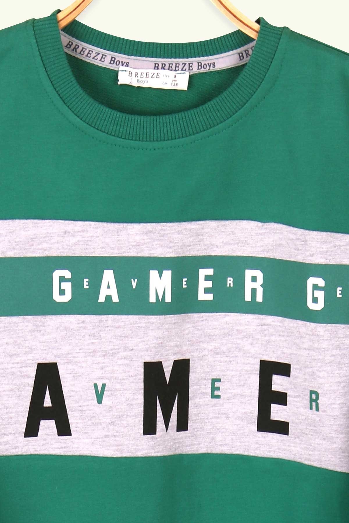 Breeze Erkek Çocuk Eşofman Takımı Gamer Baskılı Yeşil (8-14 Yaş)