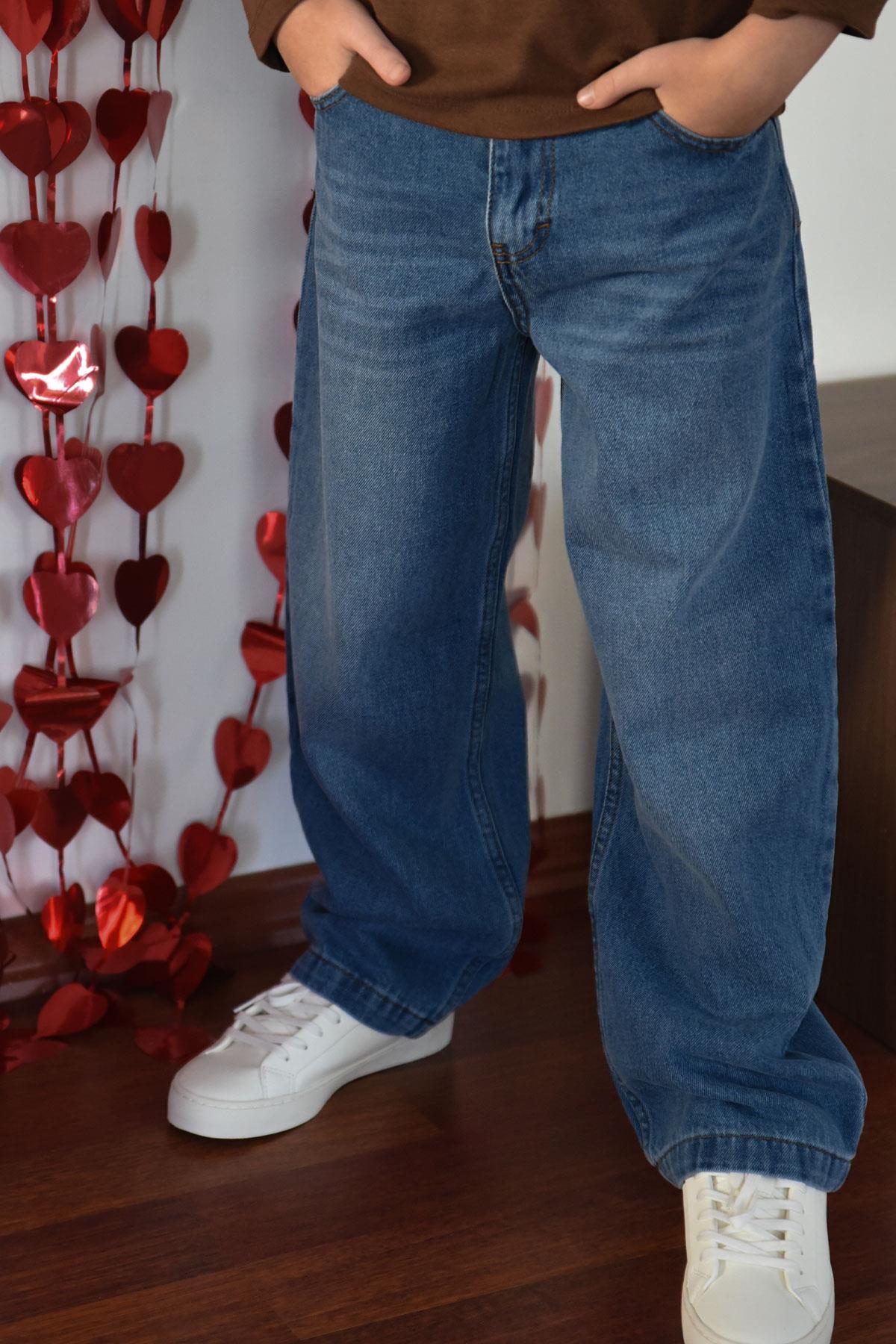 Breeze Erkek Çocuk Jean Pantolon Cepli Fermuarlı Mavi (10-14 Yaş)