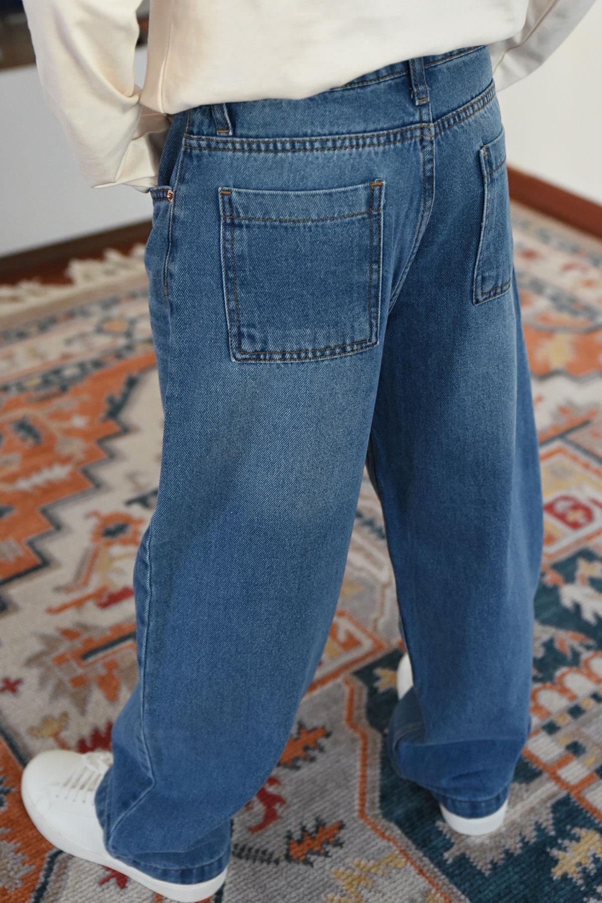Breeze Erkek Çocuk Jean Pantolon Cepli Fermuarlı Mavi (10-14 Yaş)