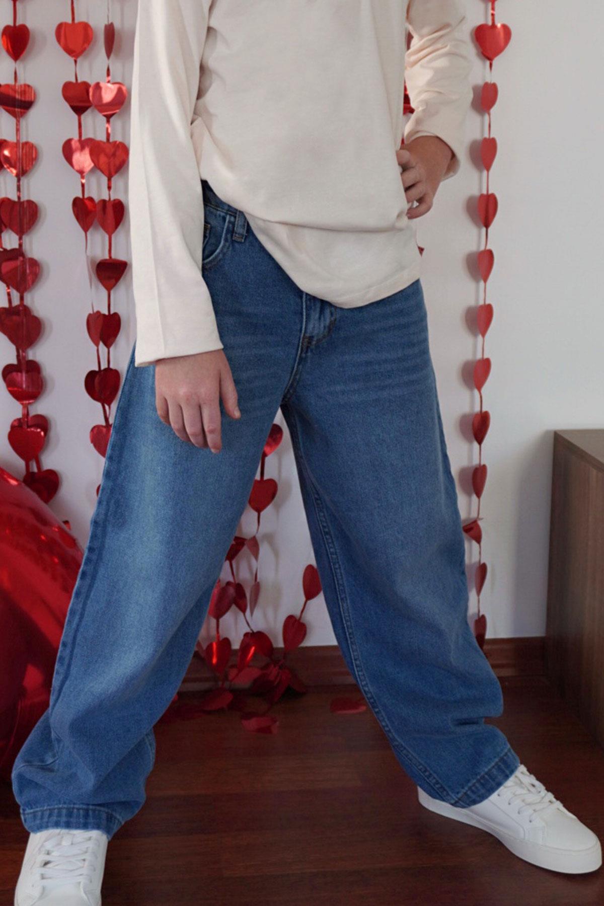 Breeze Erkek Çocuk Jean Pantolon Cepli Fermuarlı Mavi (10-14 Yaş)