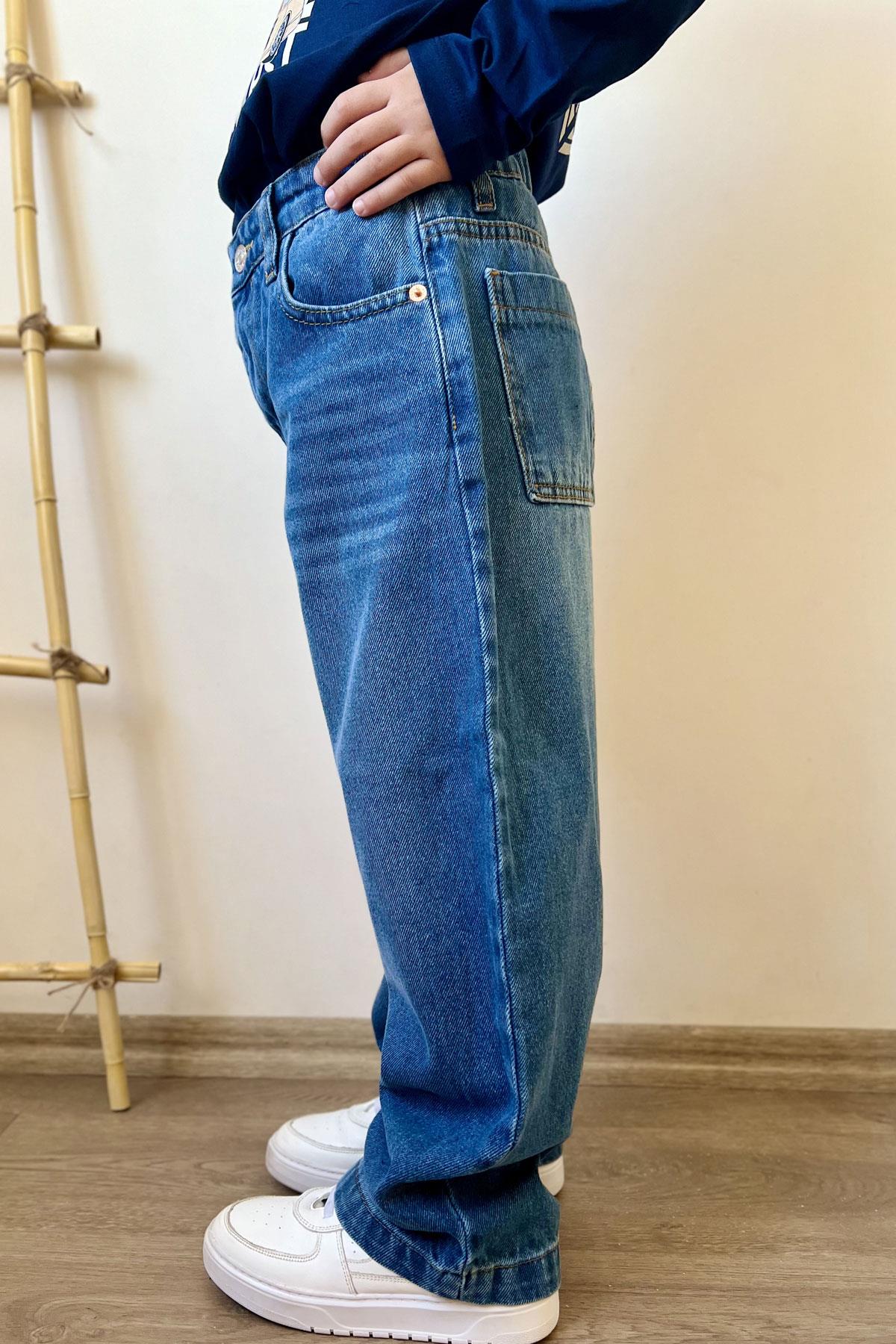 Breeze Erkek Çocuk Jean Pantolon Fermuarlı Cepli Mavi (5-9 Yaş)