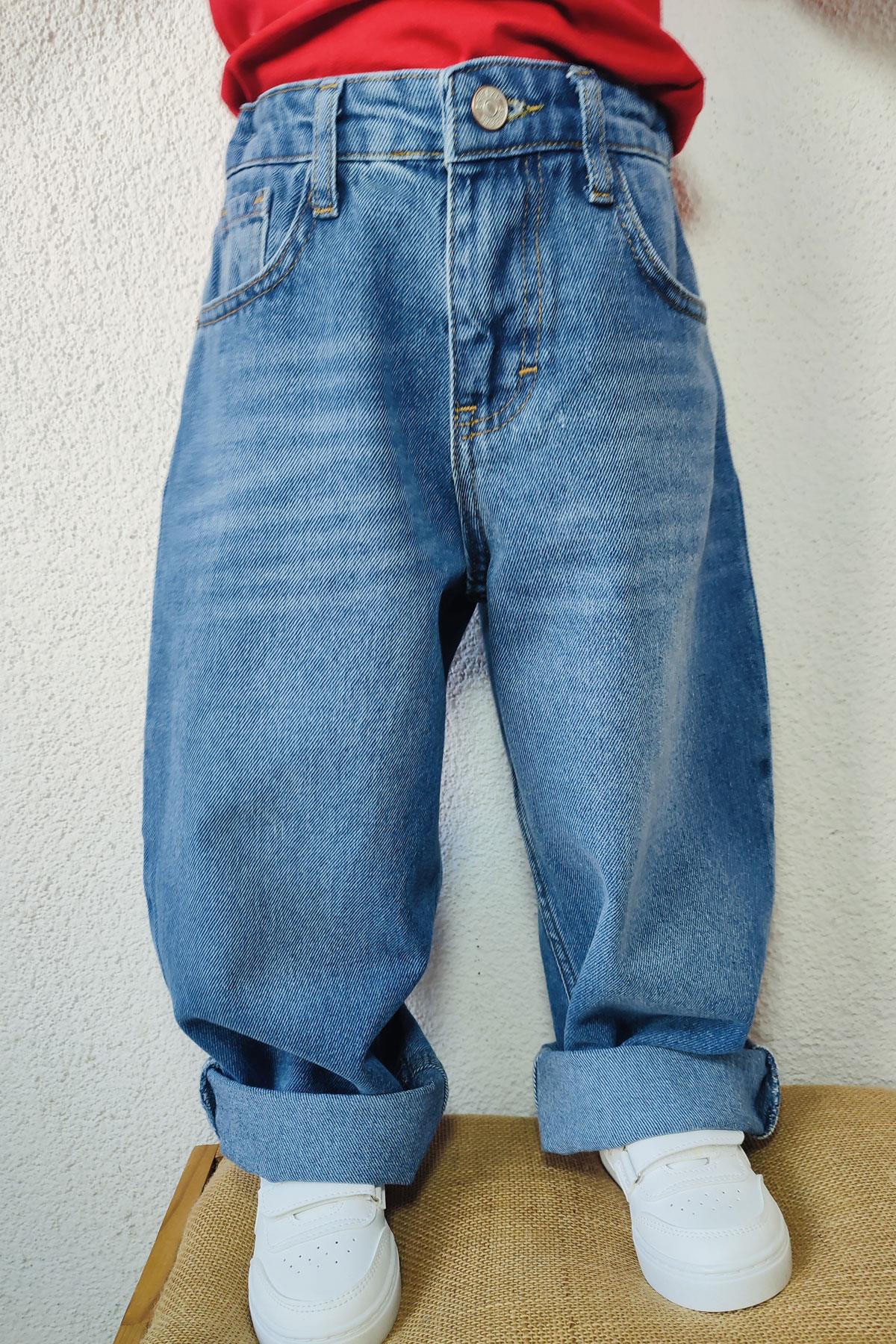 Breeze Erkek Çocuk Jean Pantolon Fermuarlı Cepli Mavi (5-9 Yaş)