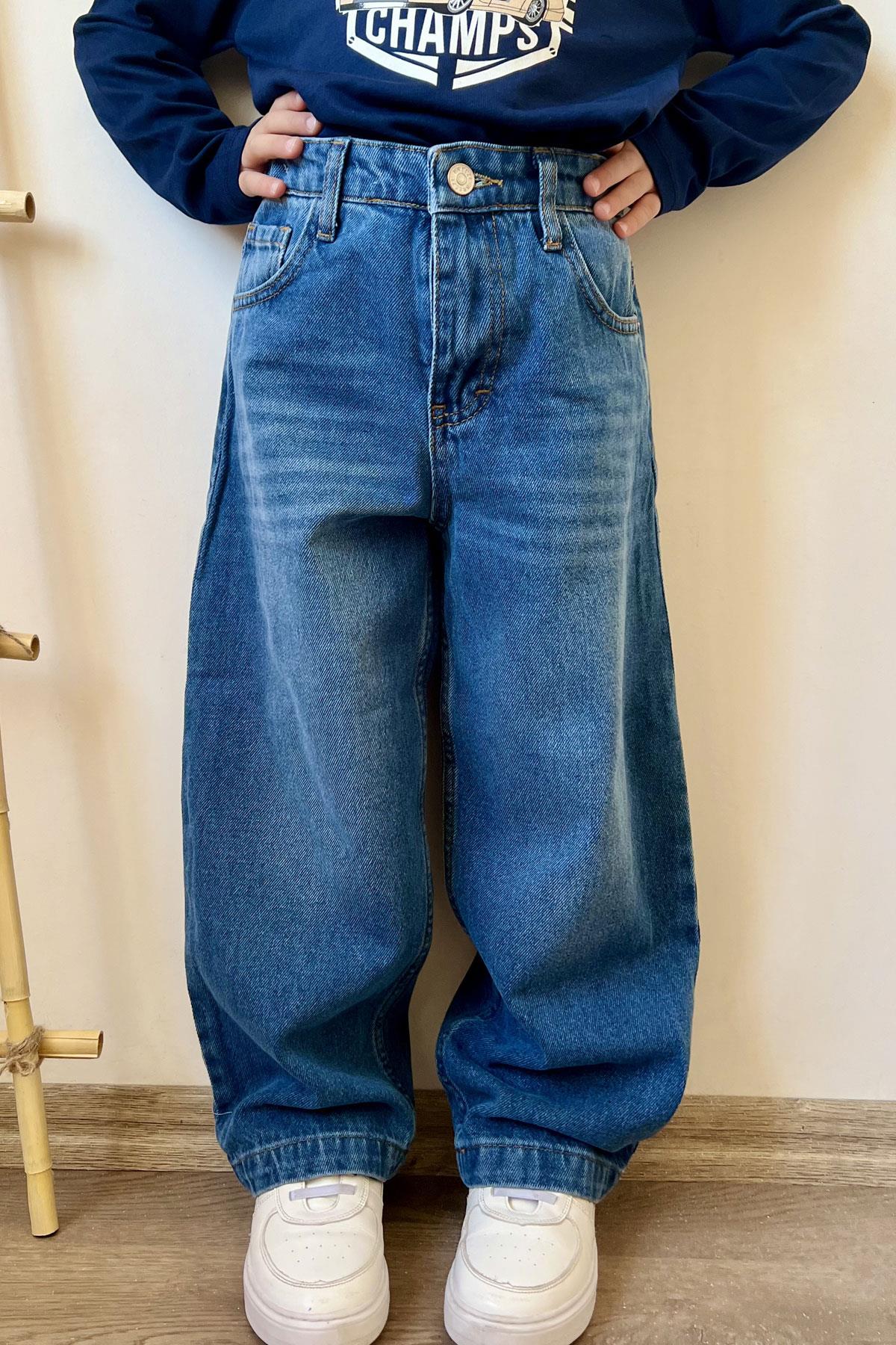 Breeze Erkek Çocuk Jean Pantolon Fermuarlı Cepli Mavi (5-9 Yaş)