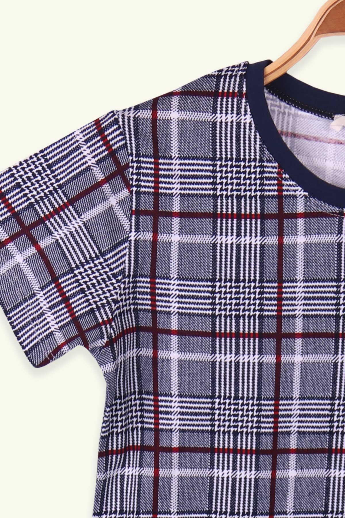 Breeze Erkek Çocuk Pijama Takımı Ekoseli Lacivert (4-8 Yaş)