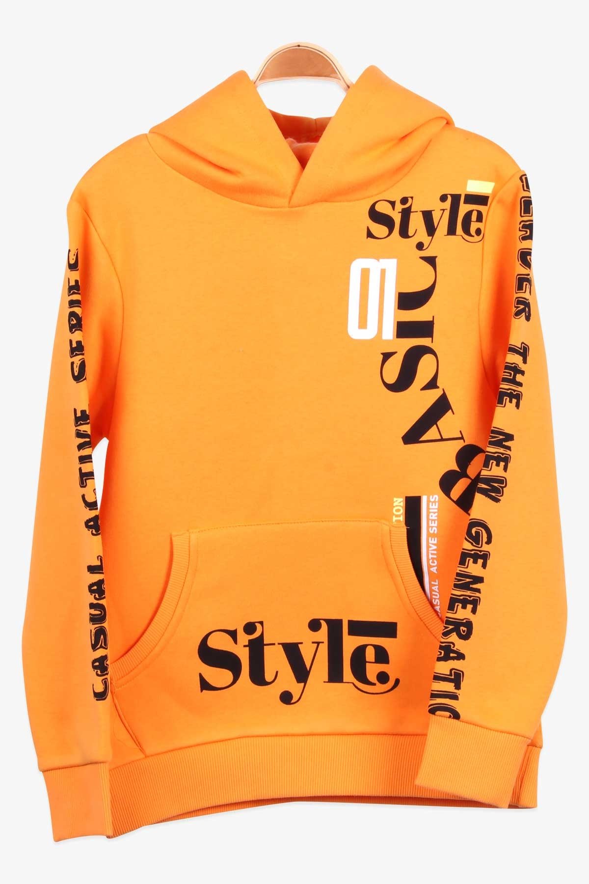 Breeze Erkek Çocuk Sweatshirt Baskılı Kapüşonlu Hardal Sarı (9-14 Yaş)