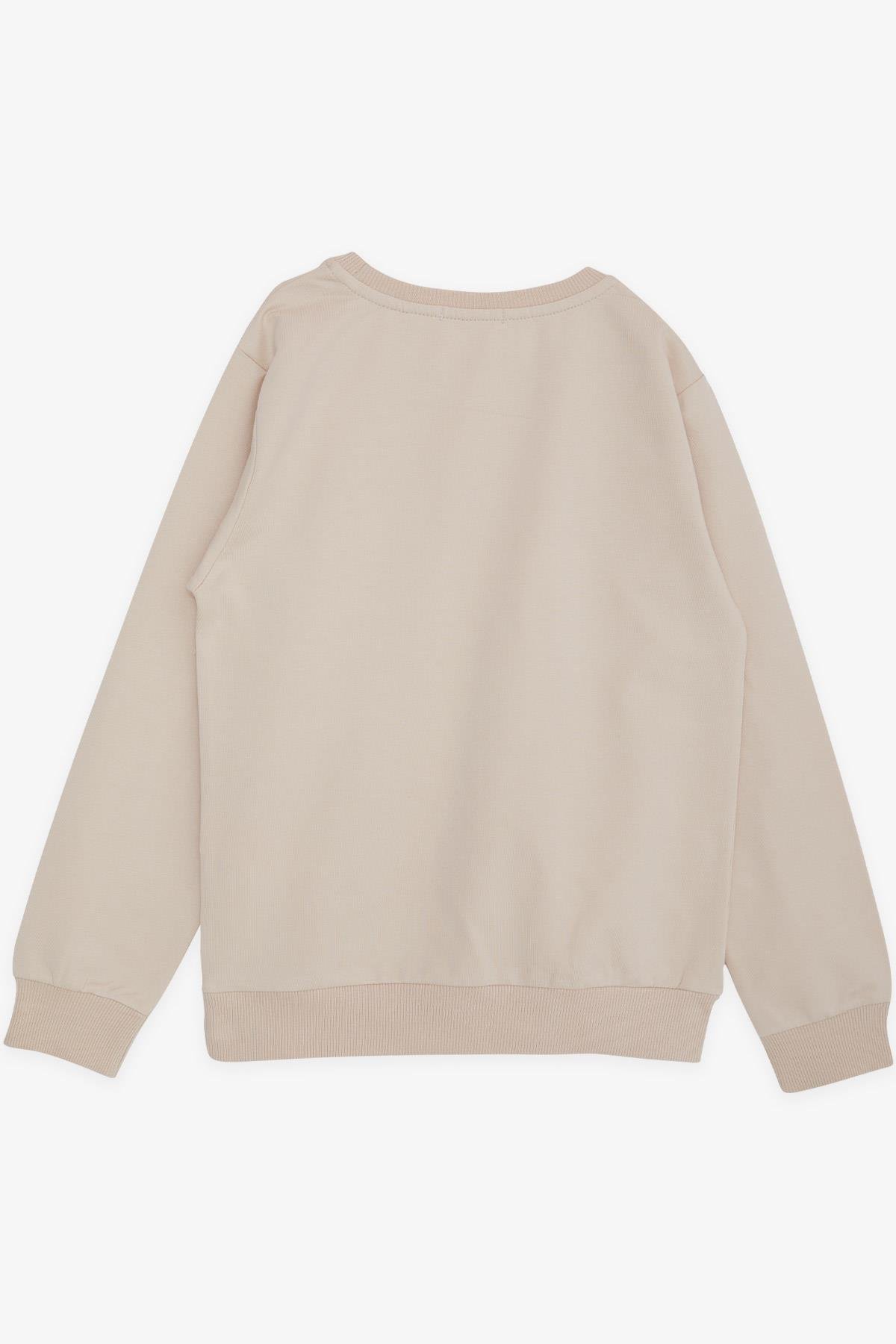 Breeze Erkek Çocuk Sweatshirt Cool Yazı Baskılı Bej (4-8 Yaş)