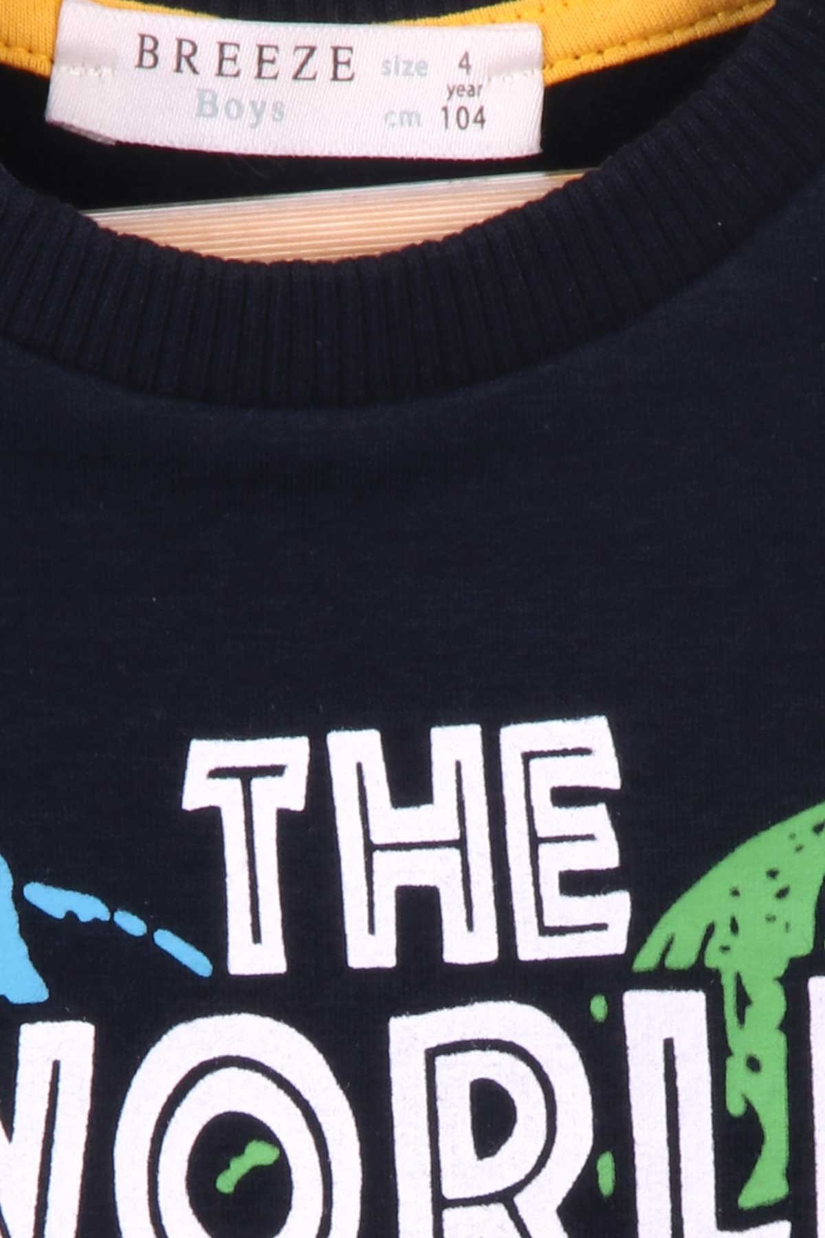 Breeze Erkek Çocuk Sweatshirt Dinozor Baskılı Lacivert (4-12 Yaş)