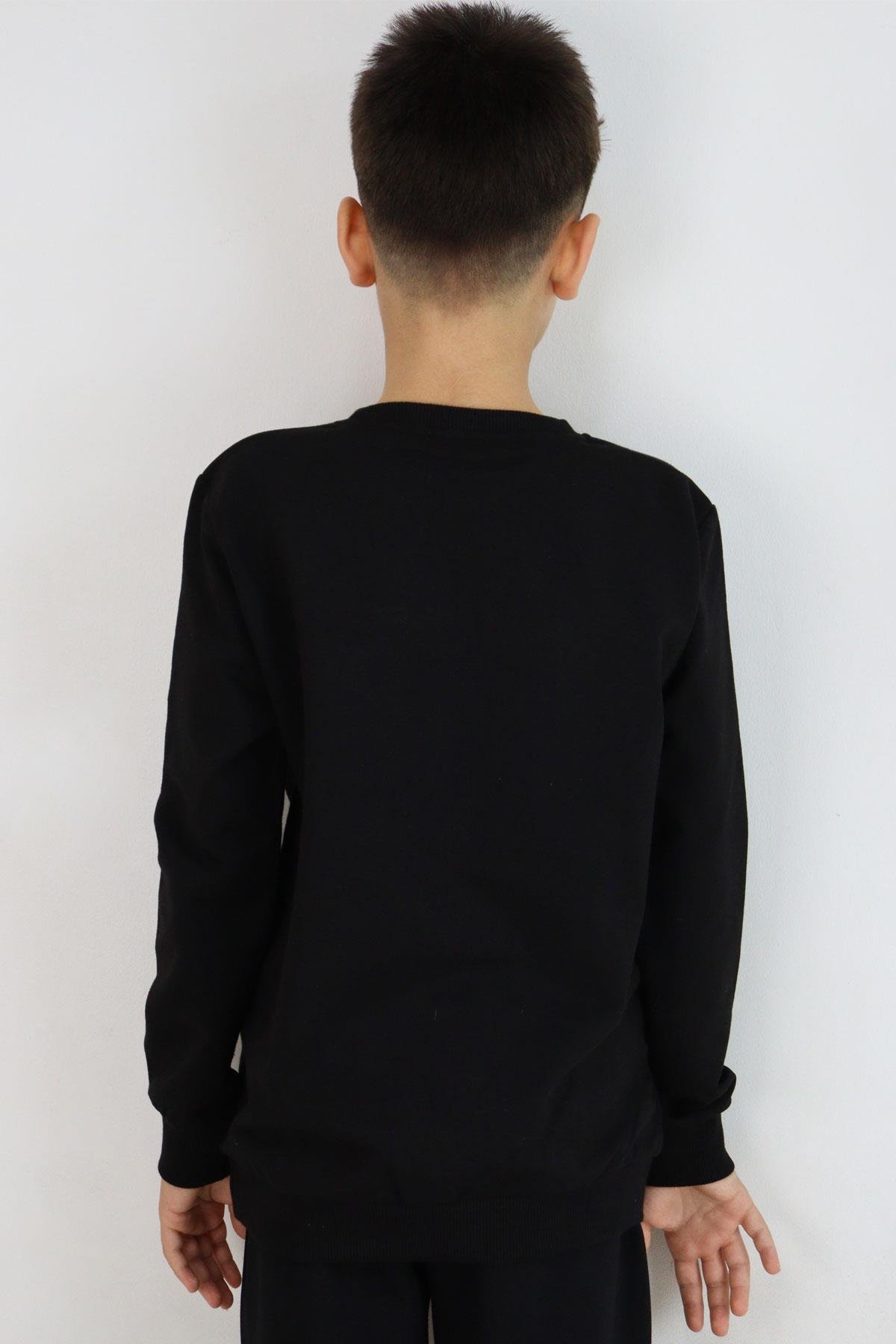 Breeze Erkek Çocuk Sweatshirt Kapaklı Cep Detaylı Siyah (6-12 Yaş)