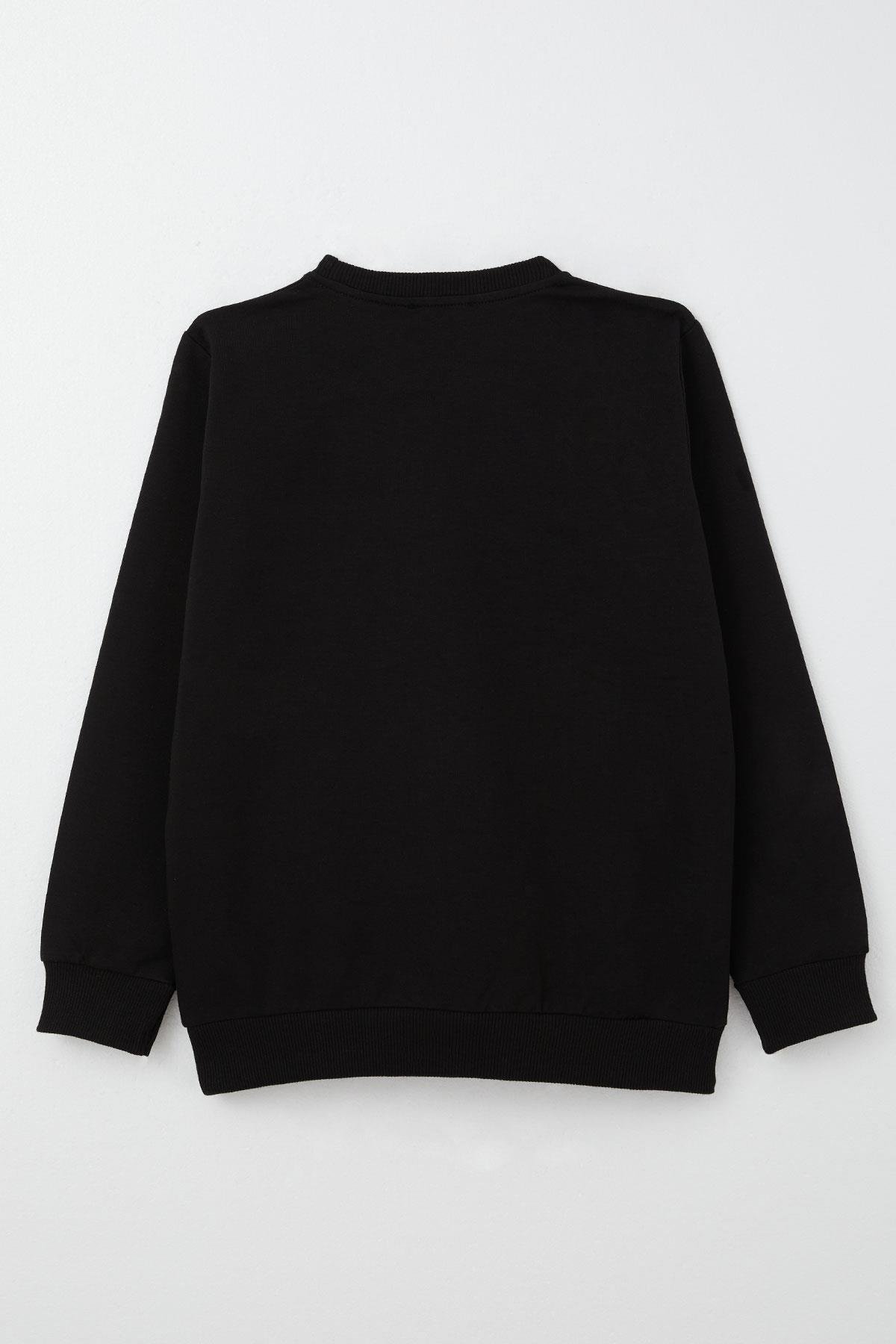 Breeze Erkek Çocuk Sweatshirt Kapaklı Cep Detaylı Siyah (6-12 Yaş)