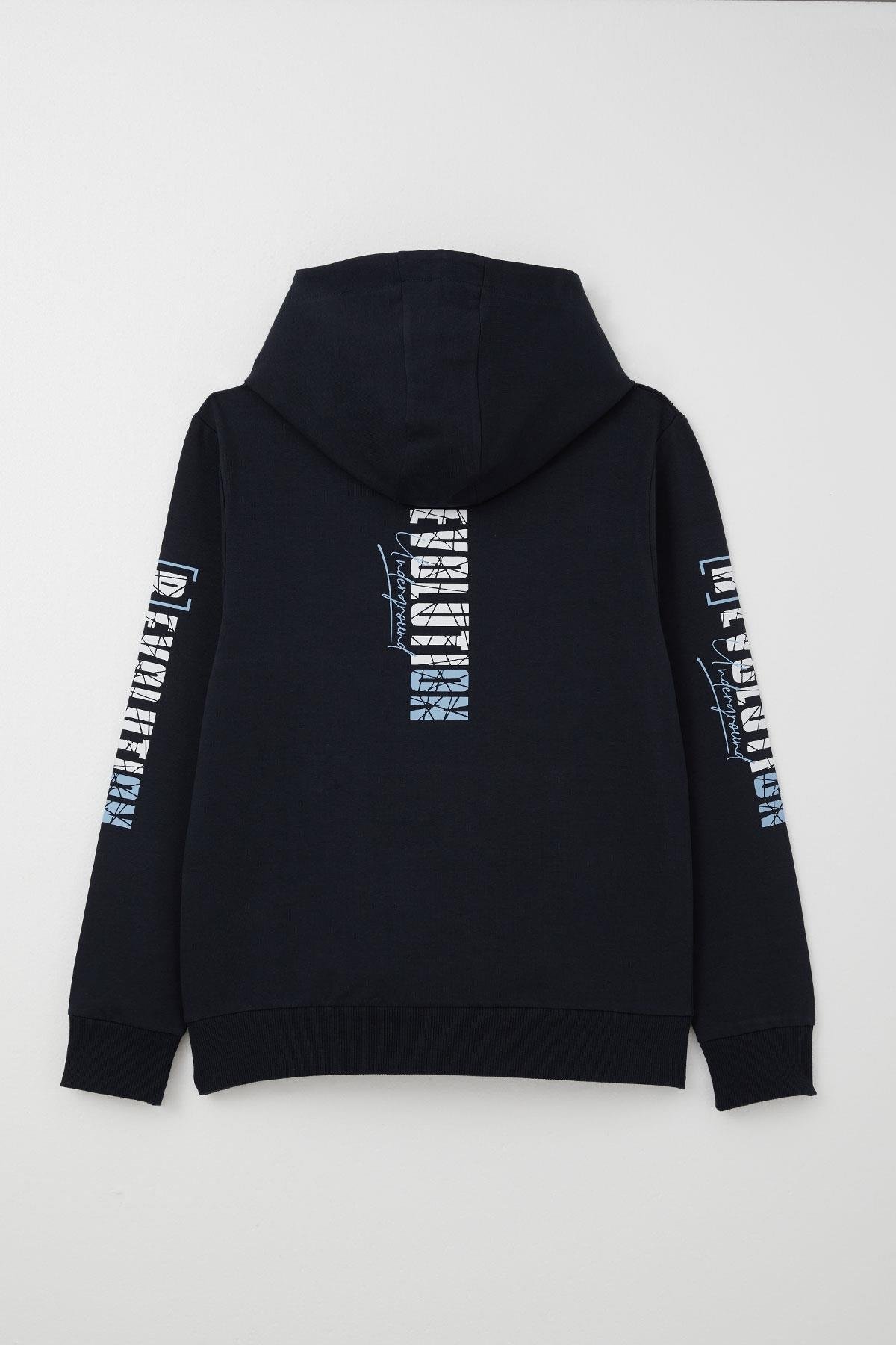 Breeze Erkek Çocuk Sweatshirt Kapüşonlu Kanguru Cepli Lacivert (9-16 Yaş)