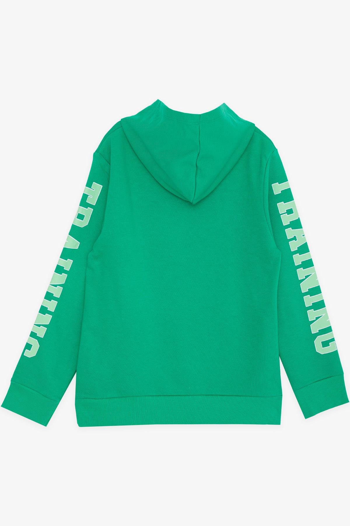 Breeze Erkek Çocuk Sweatshirt Kapüşonlu Kanguru Cepli Yeşil (9-14 Yaş)