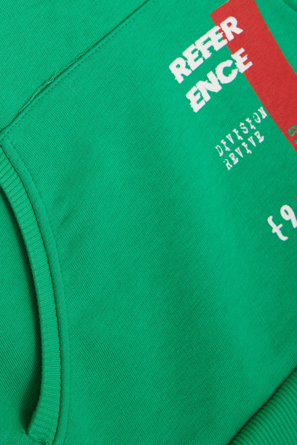 Breeze Erkek Çocuk Sweatshirt Kapüşonlu Kanguru Cepli Yeşil (9-14 Yaş)