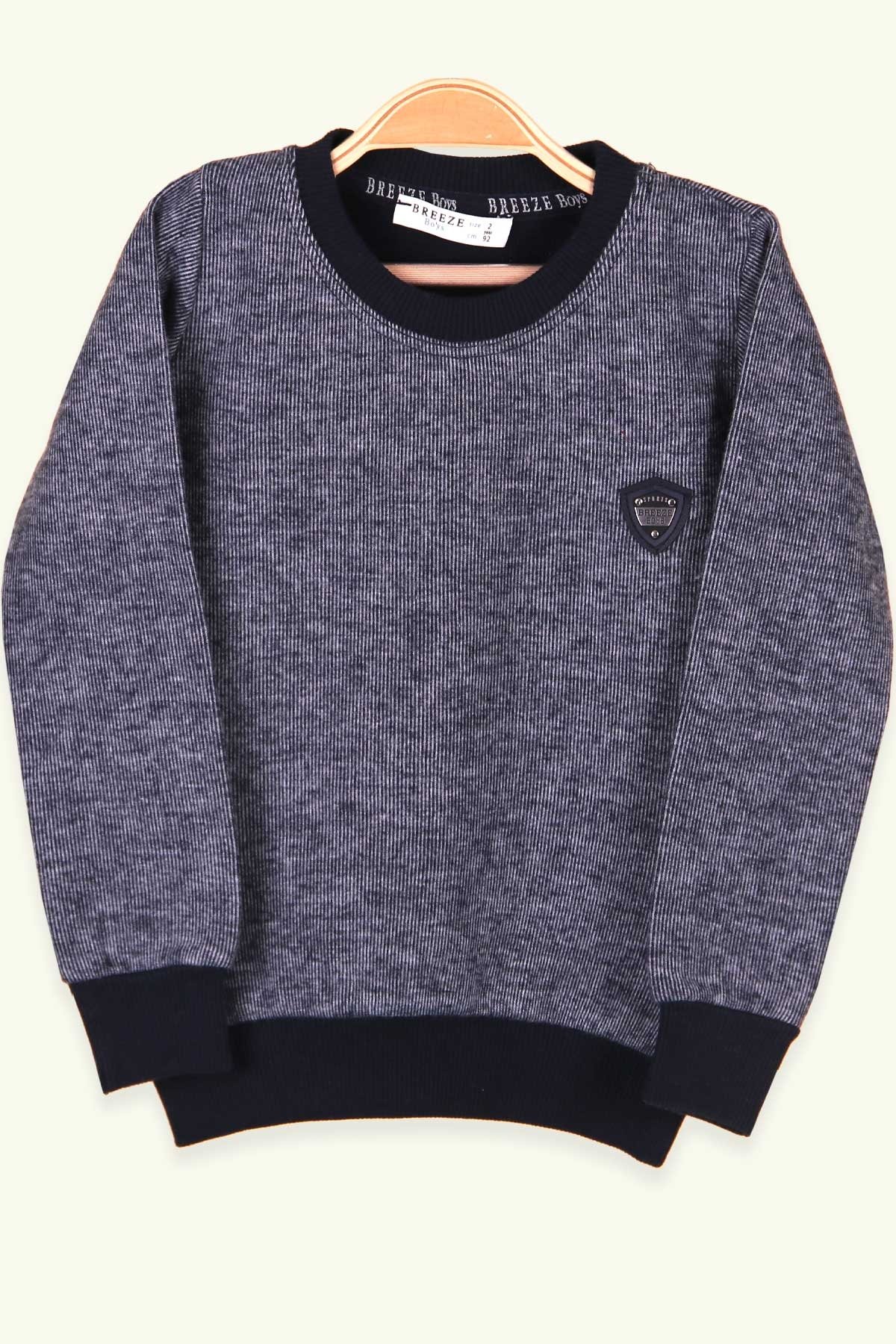 Breeze Erkek Çocuk Sweatshirt Kırçıllı Armalı Lacivert (2-6 Yaş)