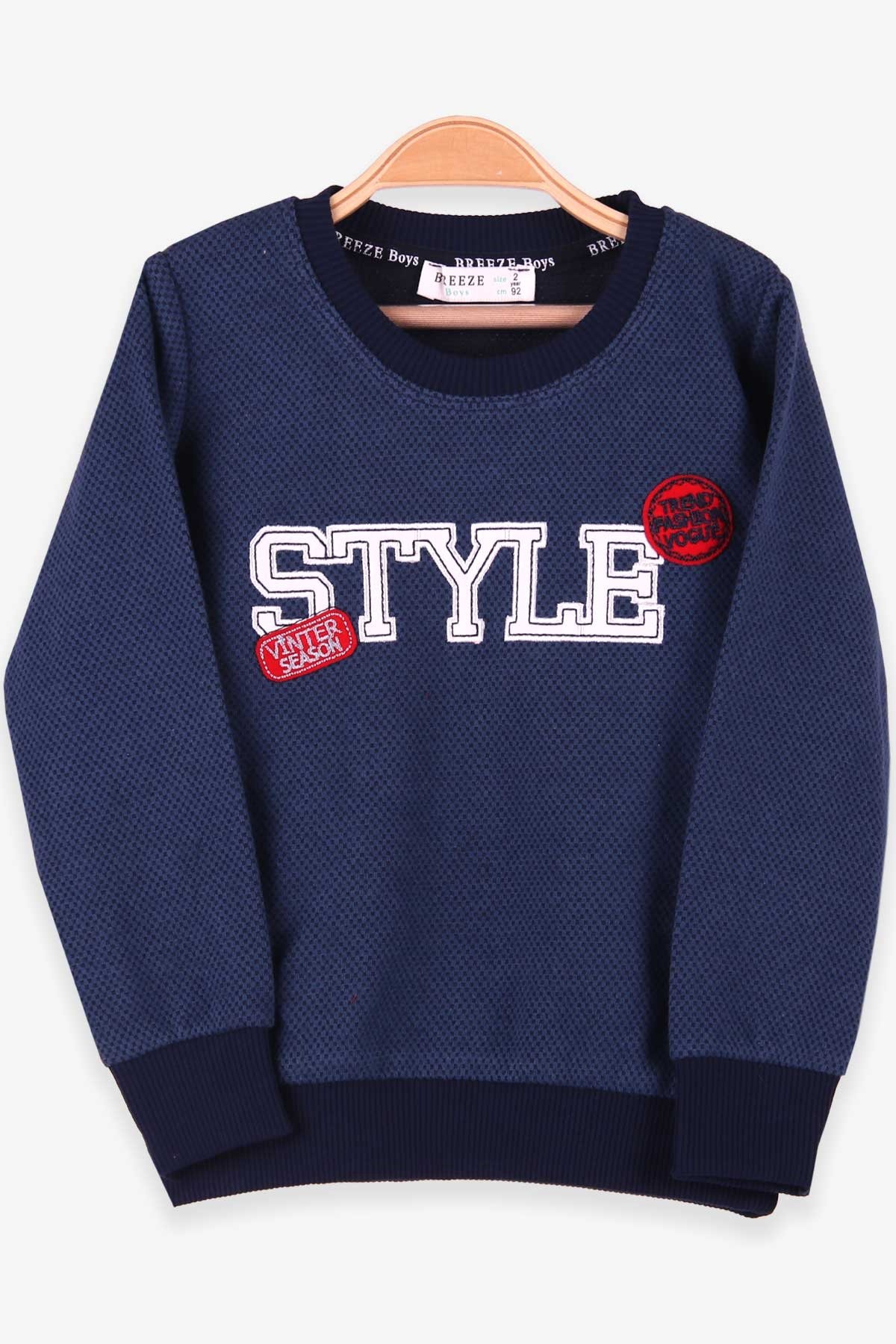 Breeze Erkek Çocuk Sweatshirt Nakışlı Koyu Mavi (2-6 Yaş)