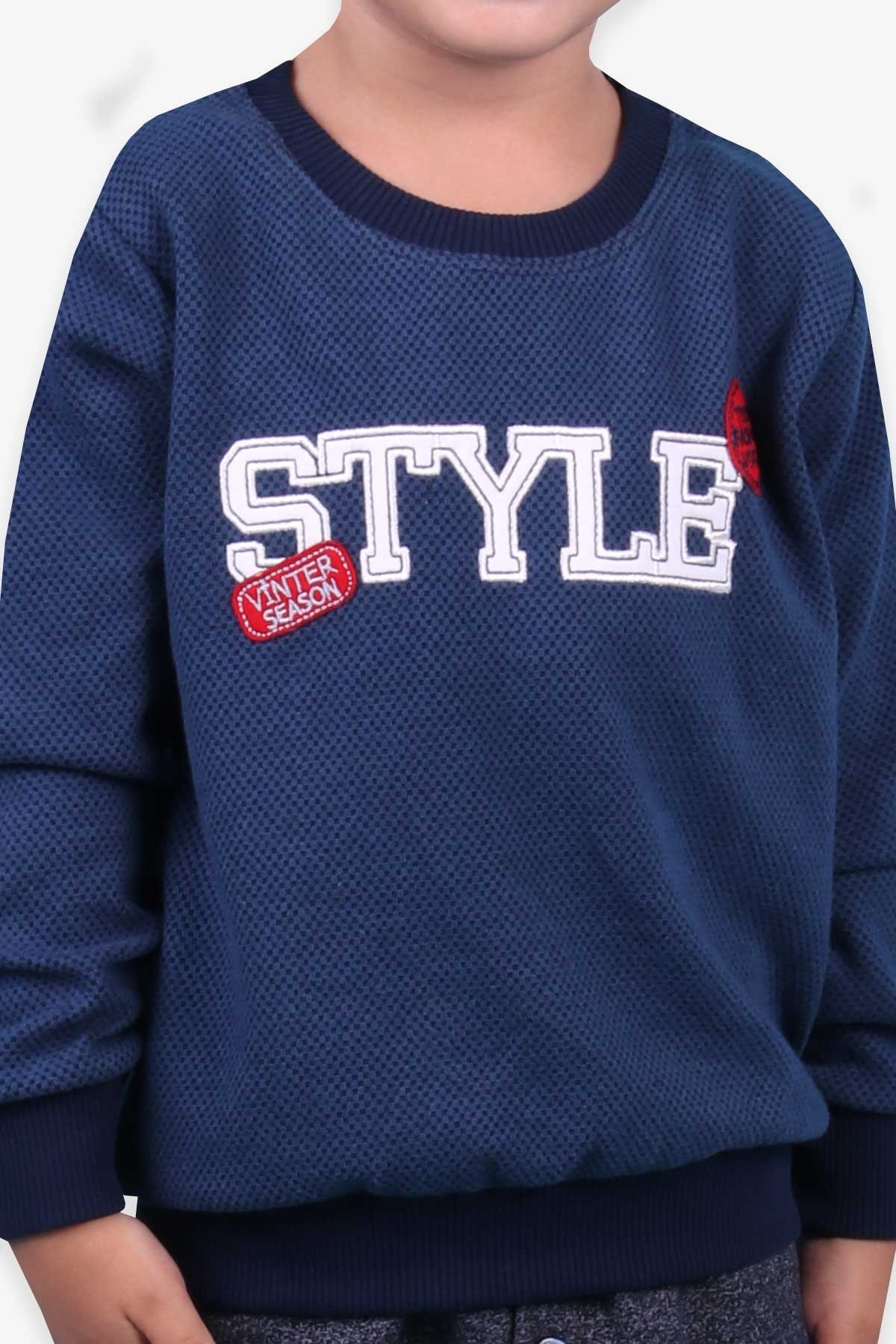 Breeze Erkek Çocuk Sweatshirt Nakışlı Koyu Mavi (2-6 Yaş)
