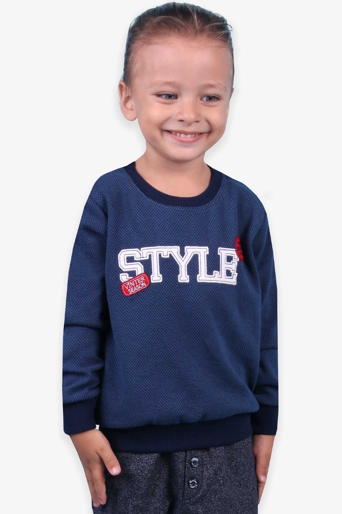 Breeze Erkek Çocuk Sweatshirt Nakışlı Koyu Mavi (2-6 Yaş)